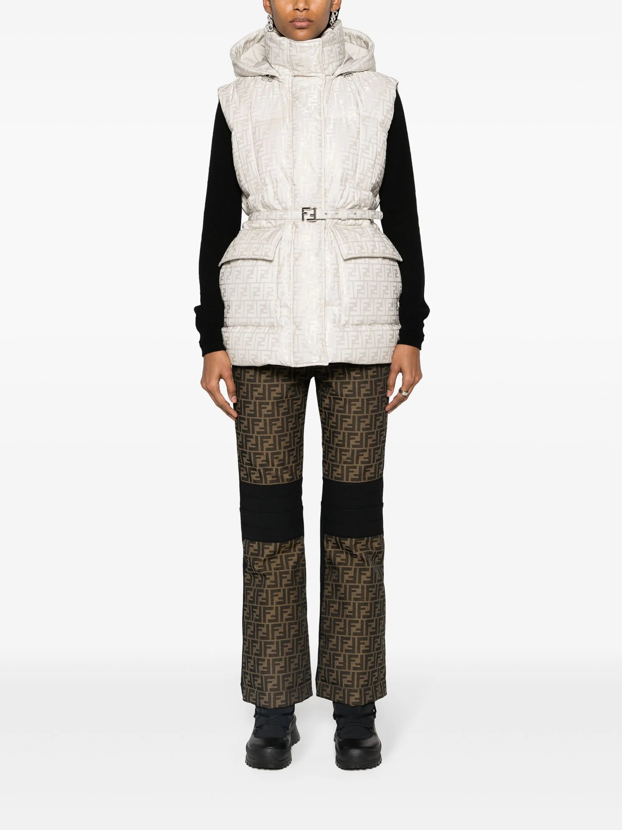 panelled FF-jacquard ski trousers