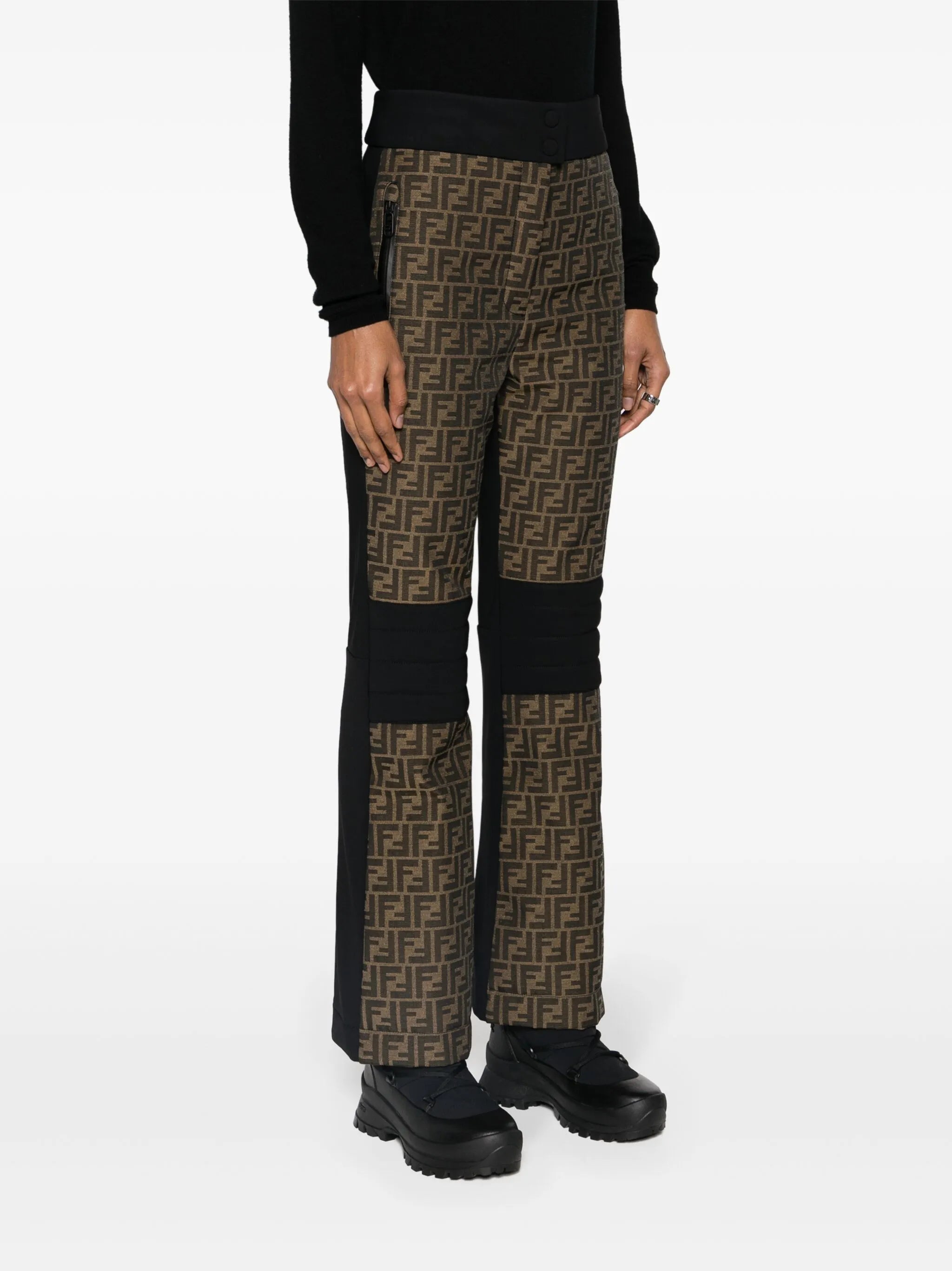 panelled FF-jacquard ski trousers