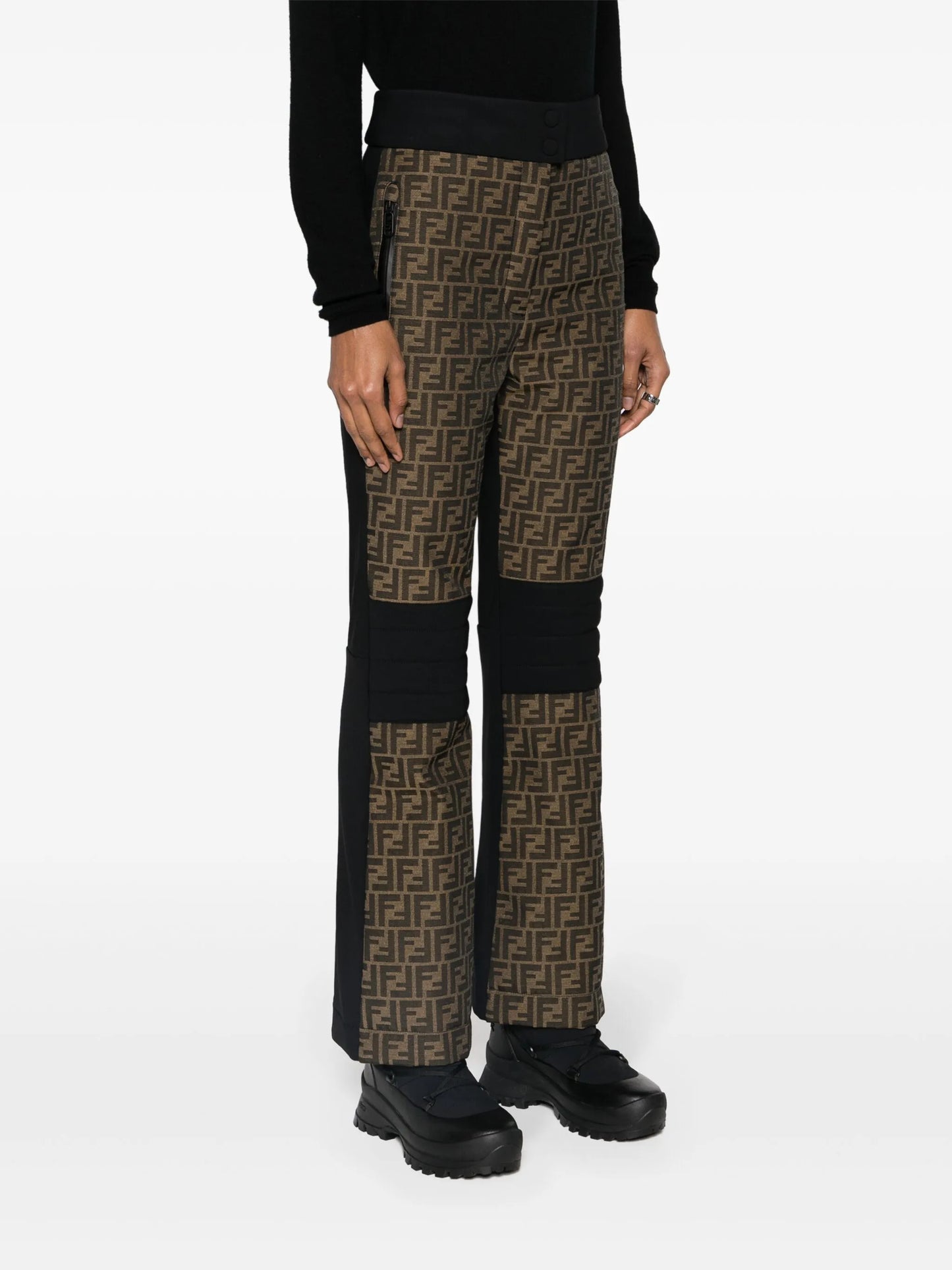 panelled FF-jacquard ski trousers