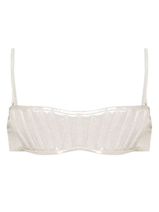 bandeau lamé bikini top
