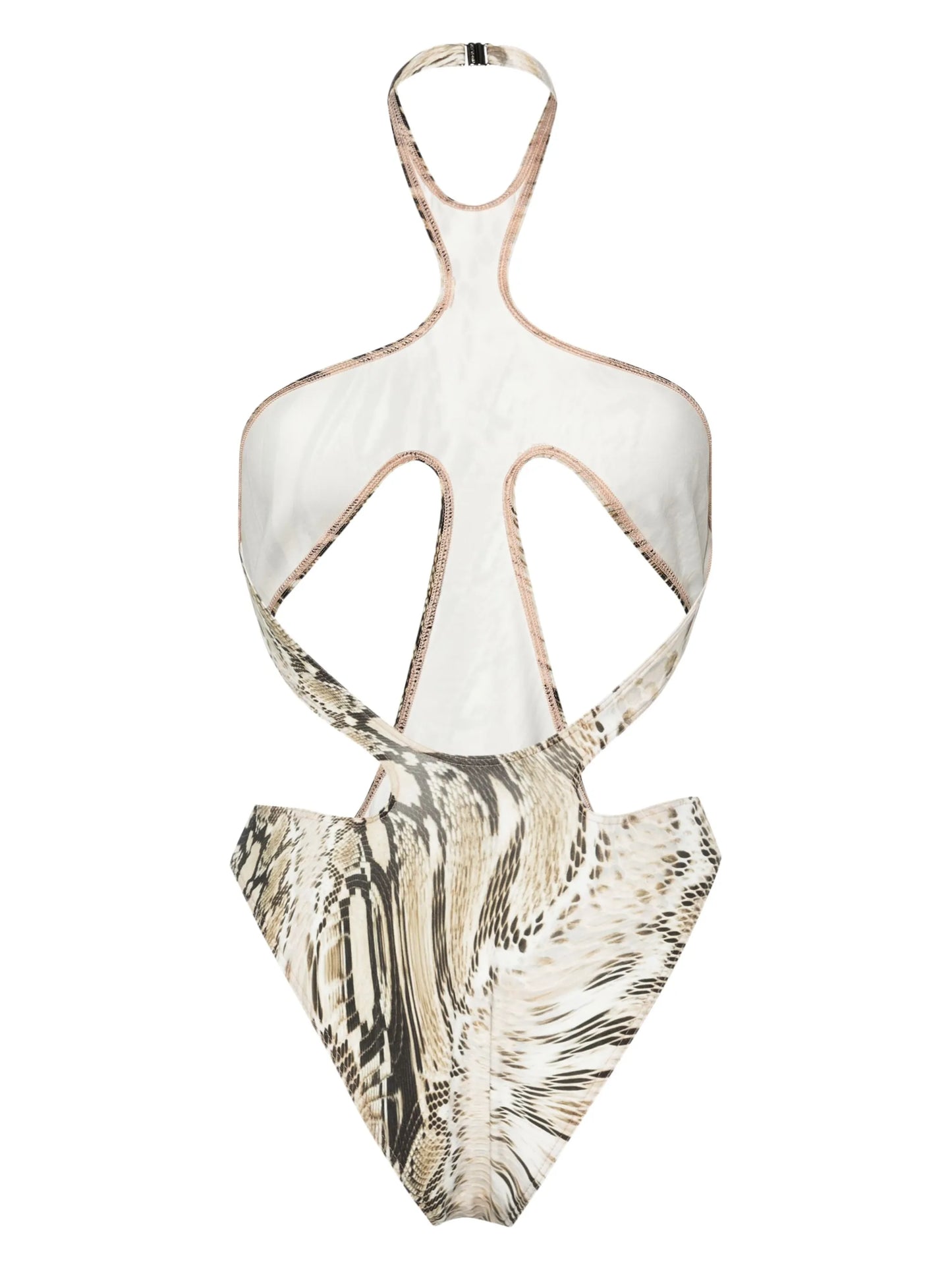 halterneck snake-print trikini