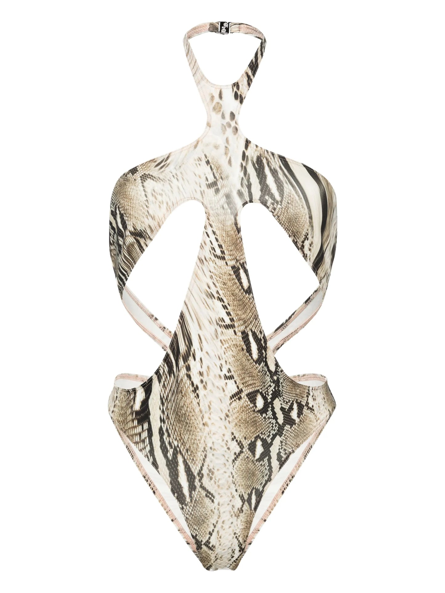 halterneck snake-print trikini