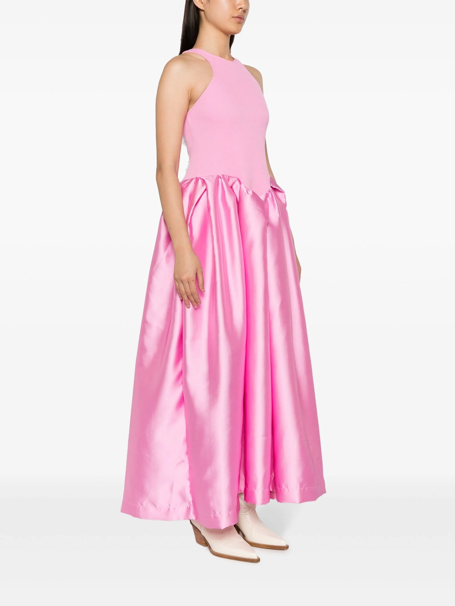 puff-skirt maxi dress
