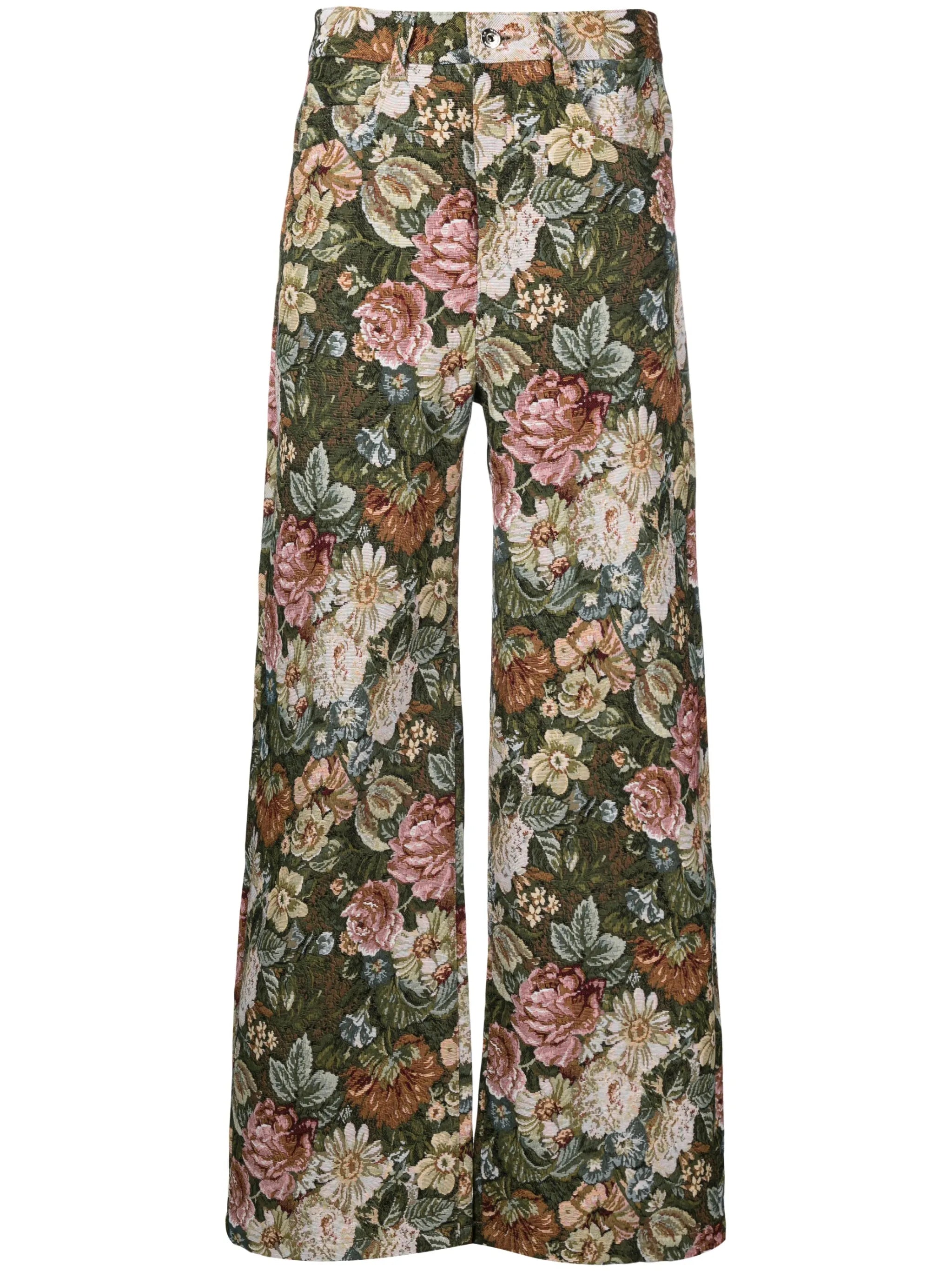 wide-leg brocade trousers