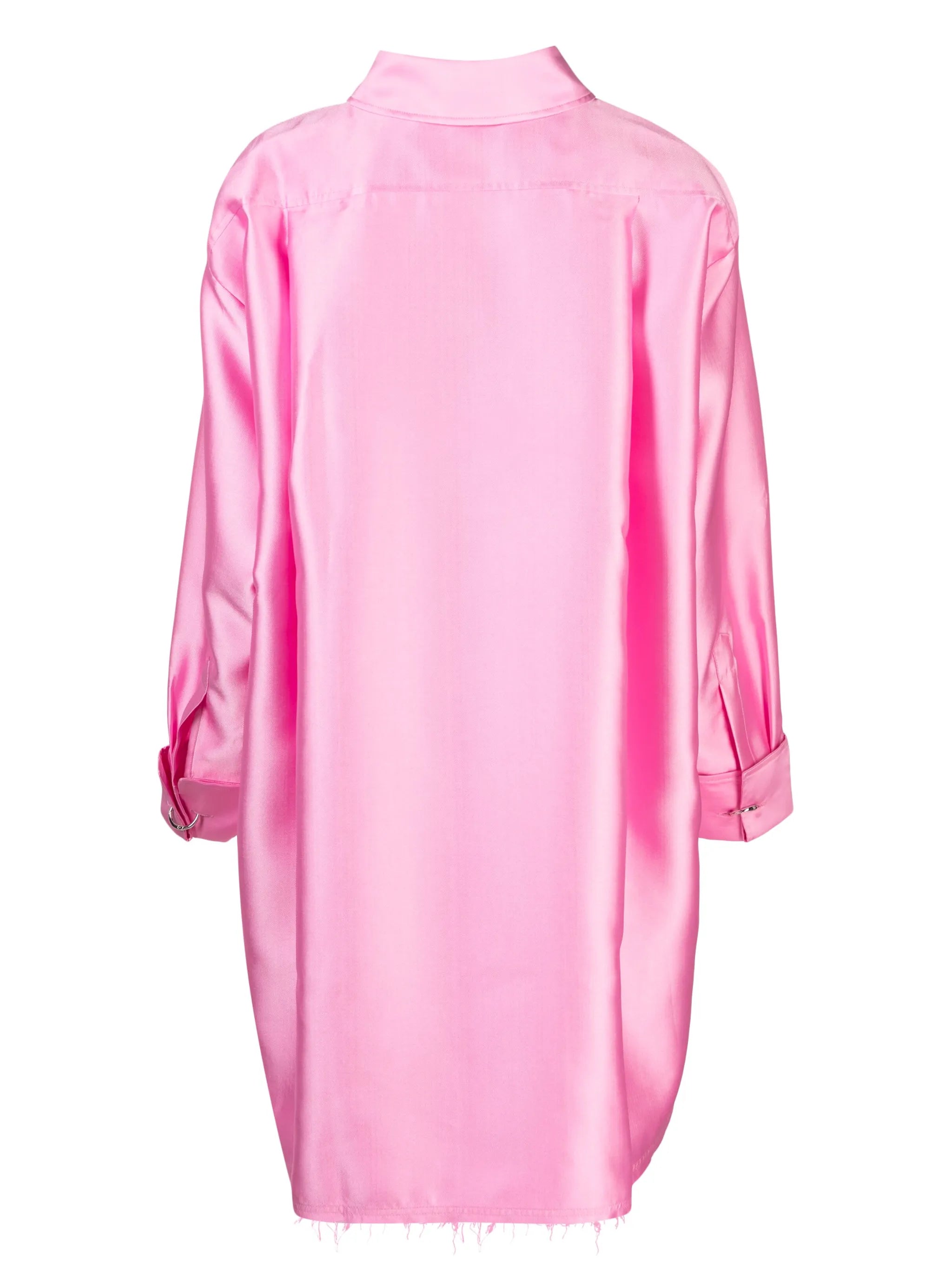 raw-cut button-up satin overshirt