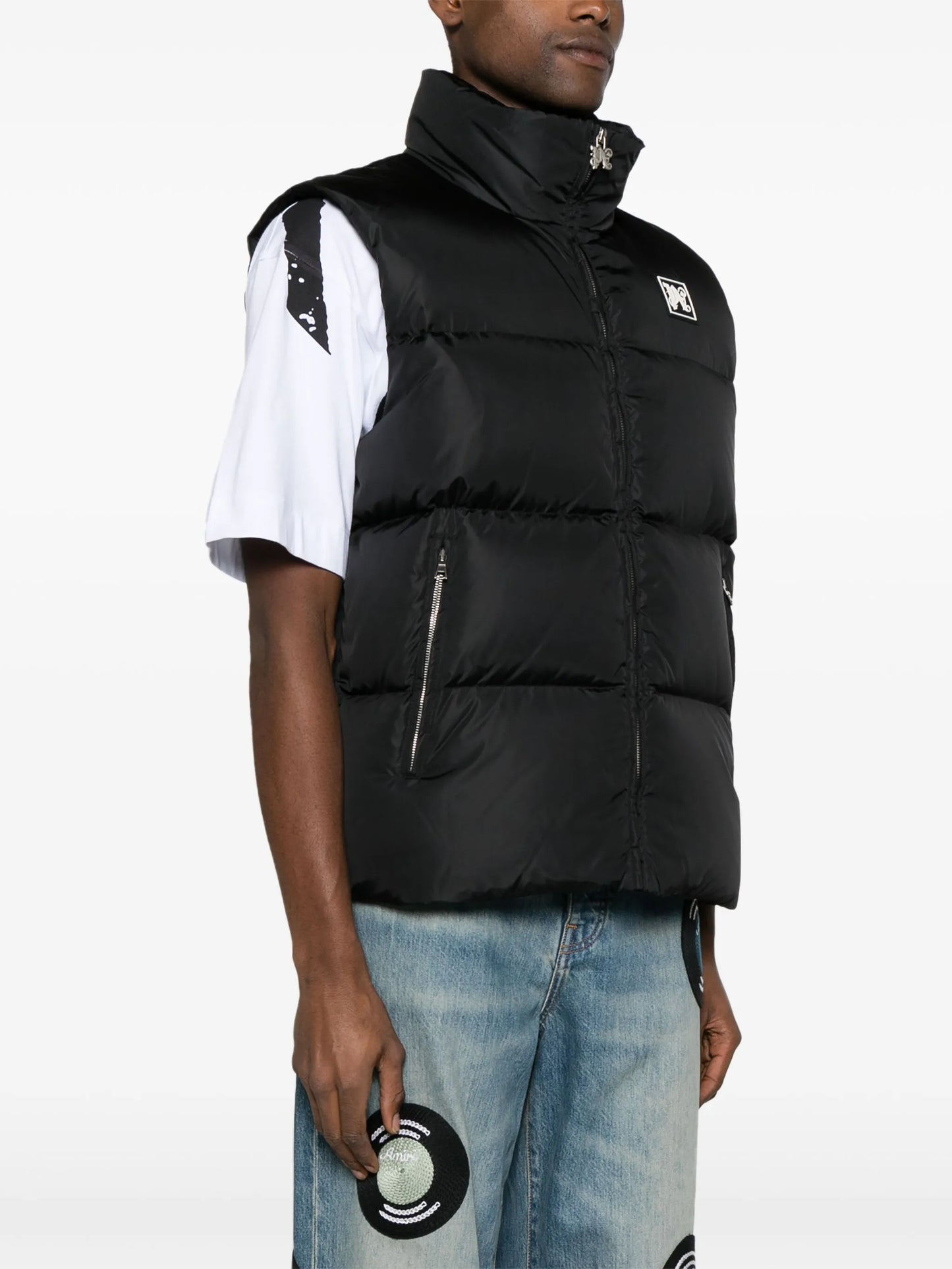 logo-appliqué quilted ski gilet