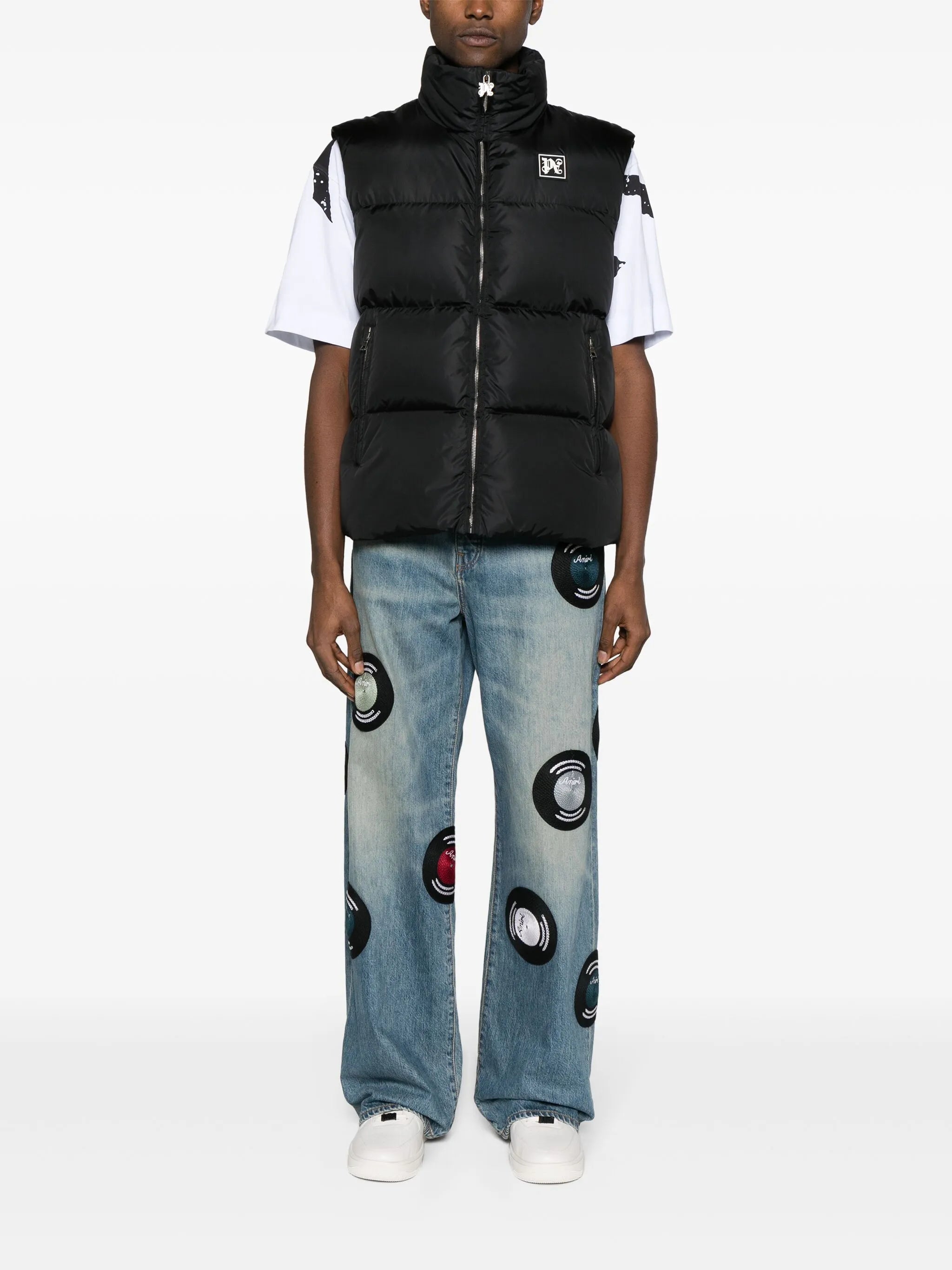 logo-appliqué quilted ski gilet
