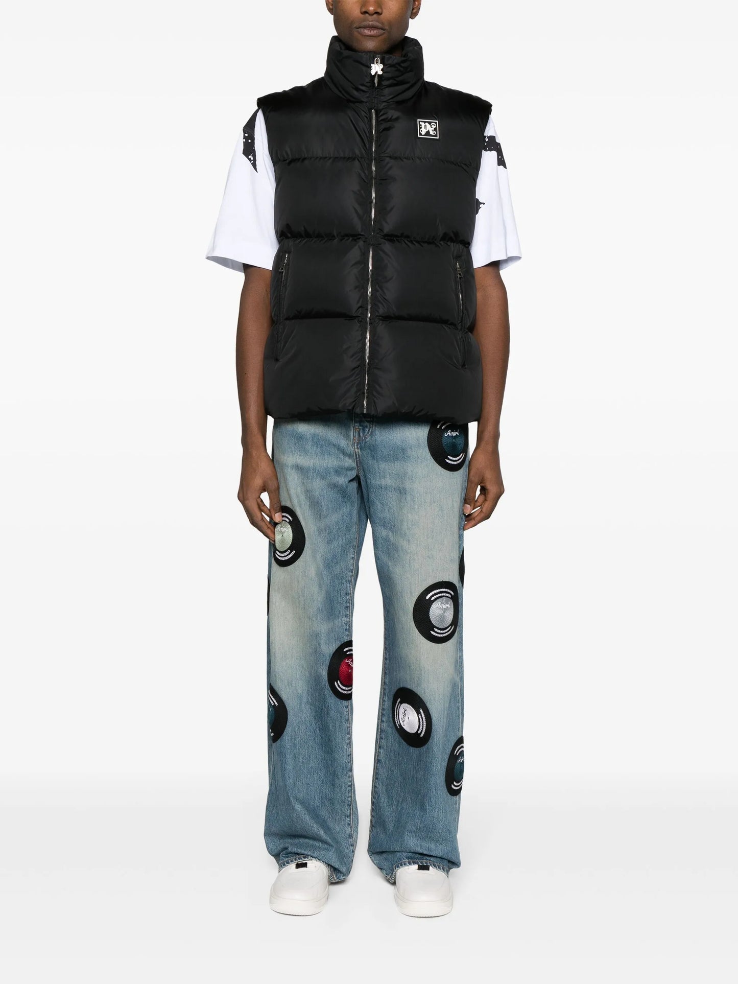 logo-appliqué quilted ski gilet