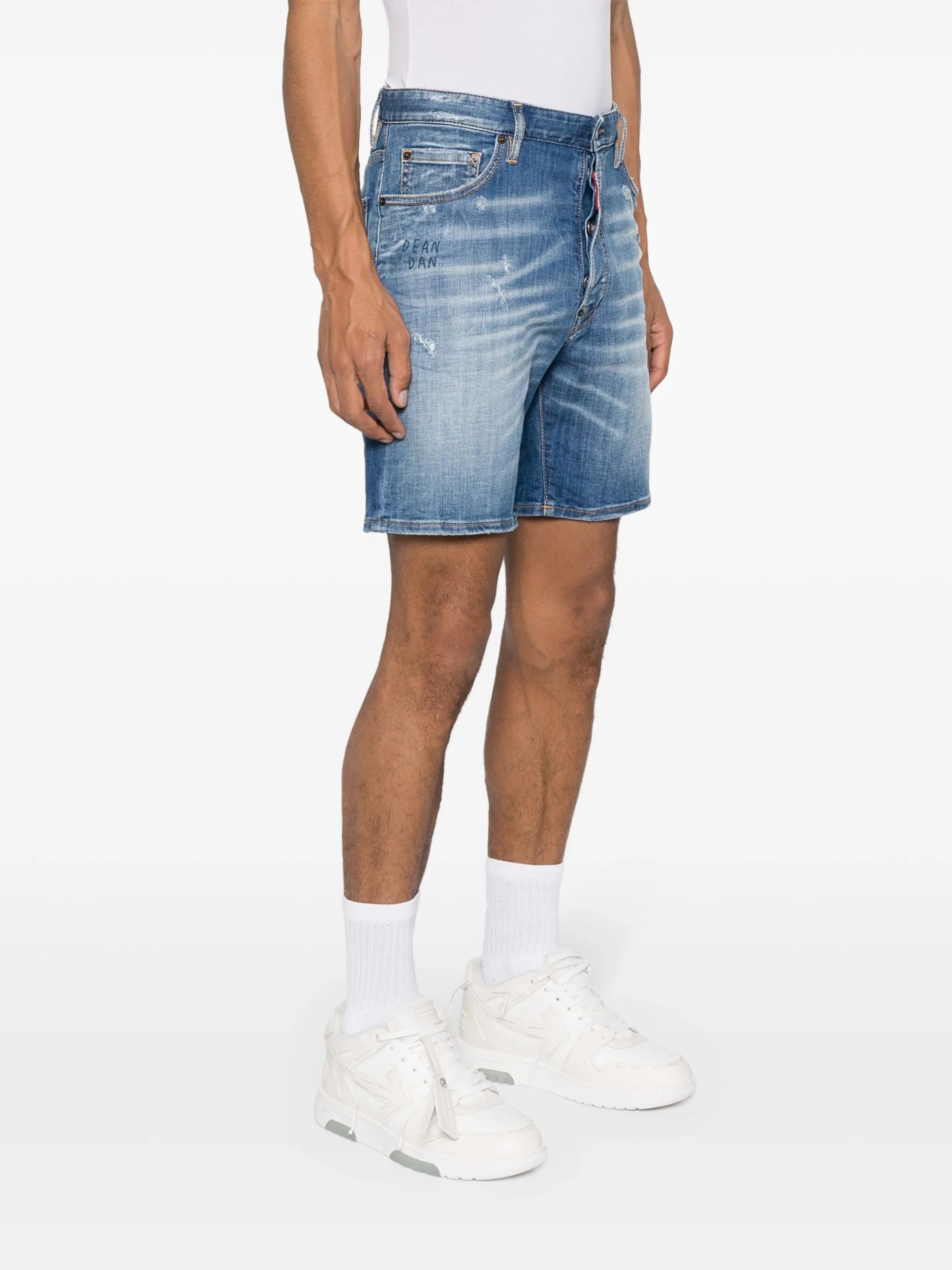 distressed denim shorts