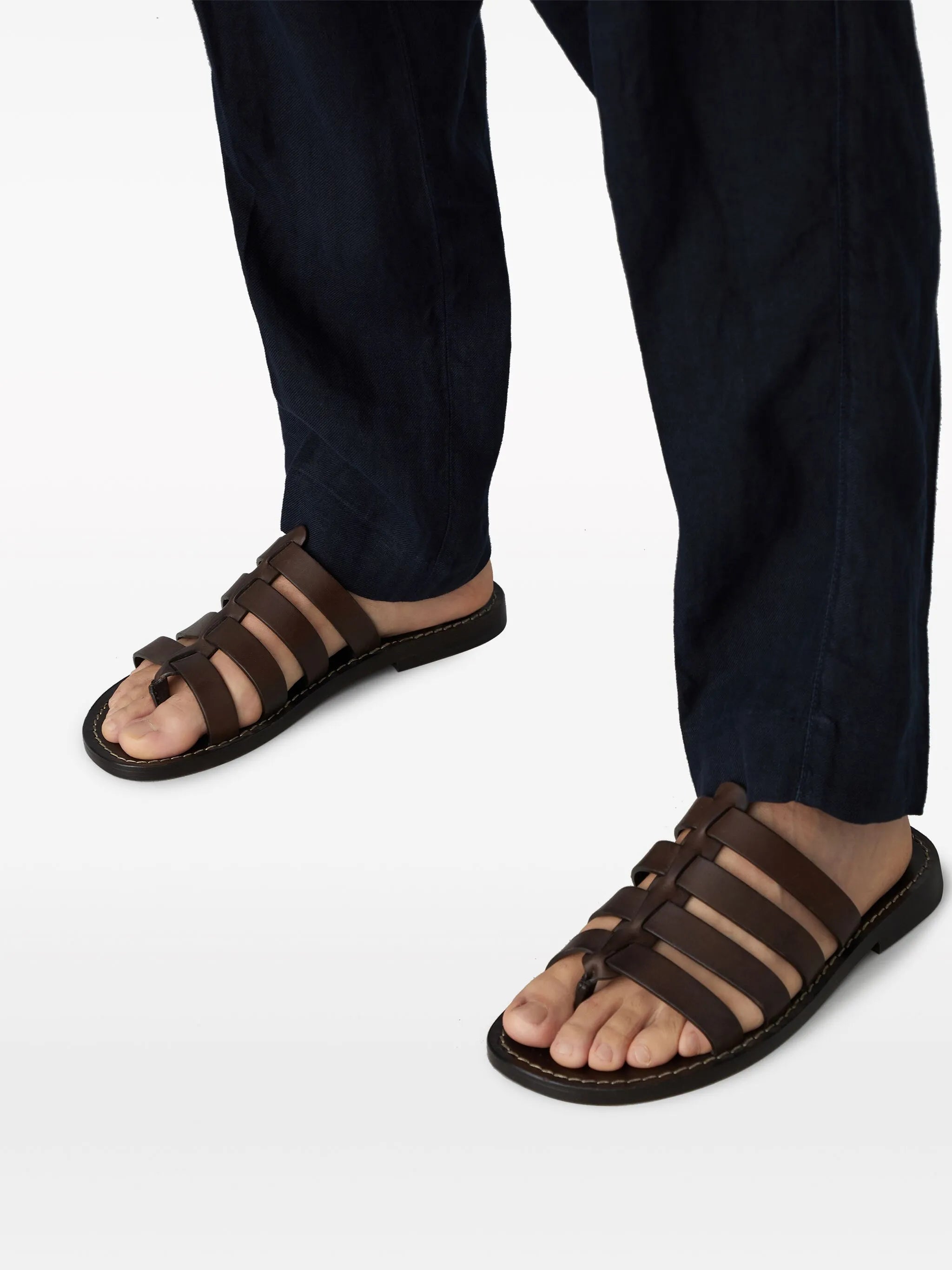 caged leather sandals