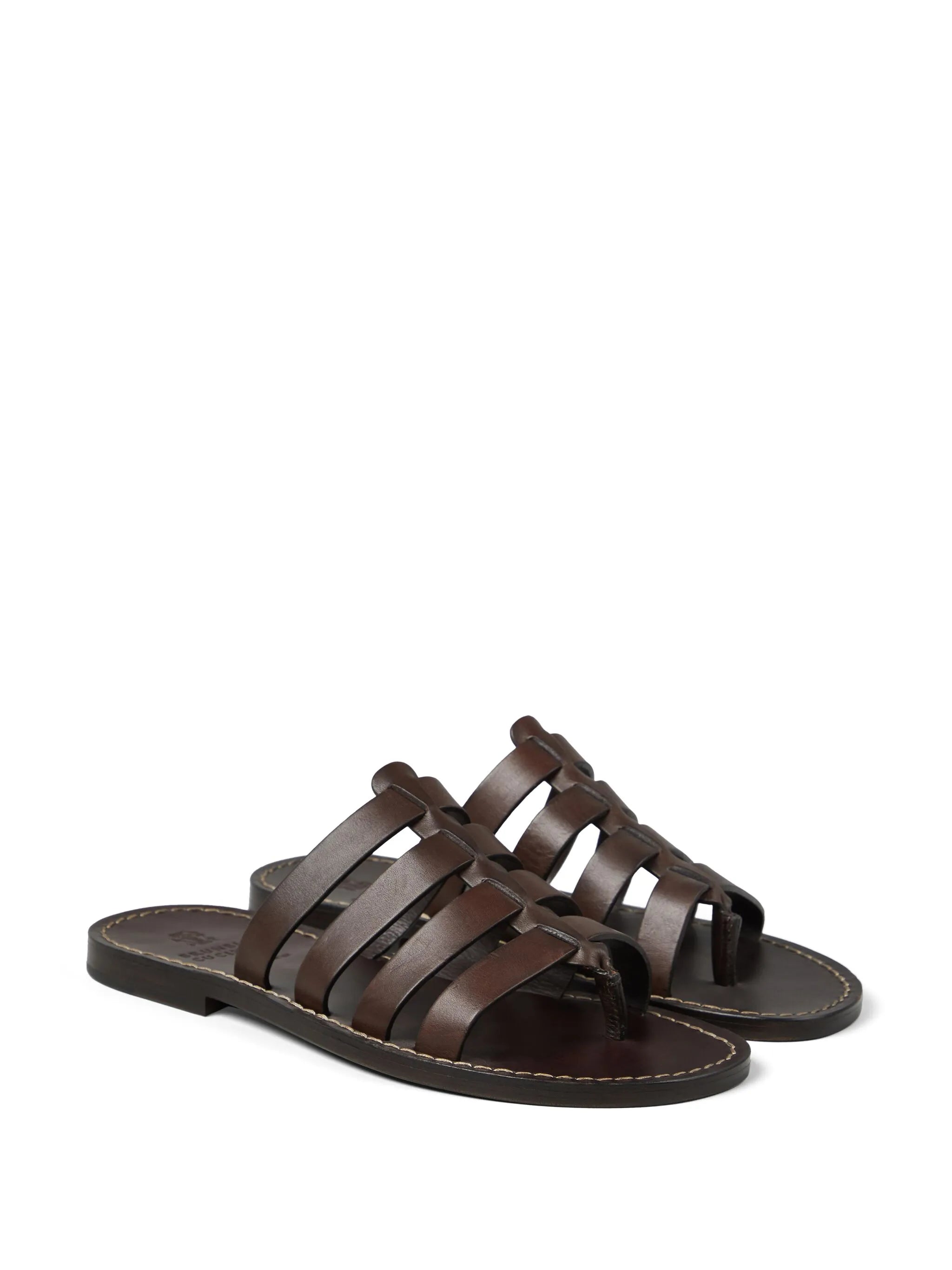 caged leather sandals