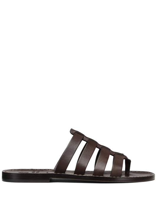 caged leather sandals