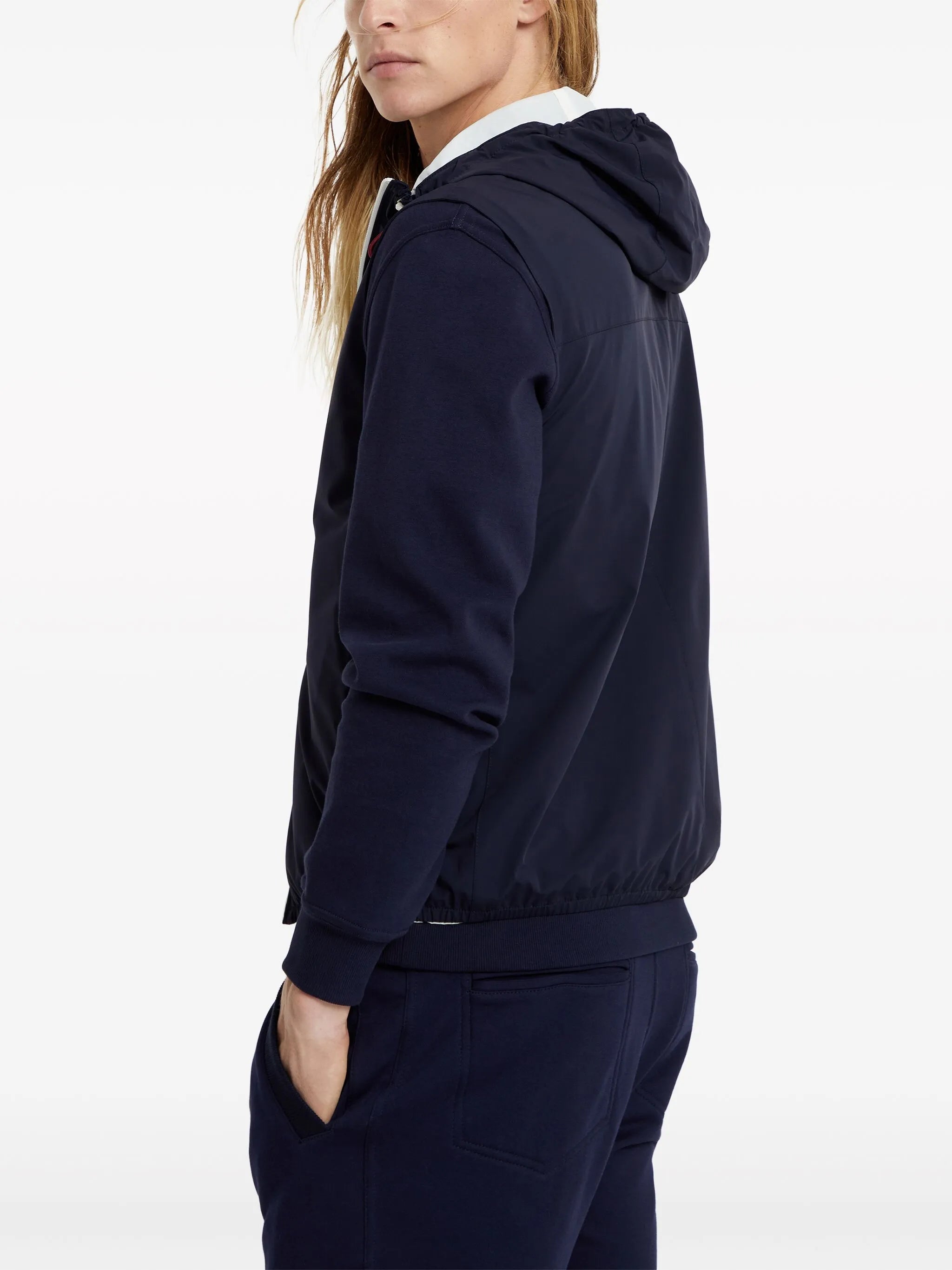 drawstring-hood vest jacket