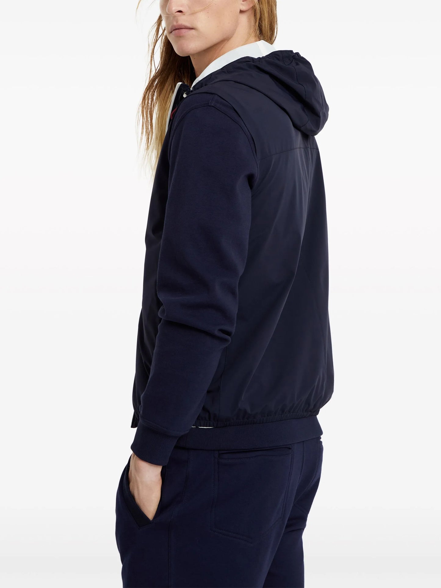 drawstring-hood vest jacket