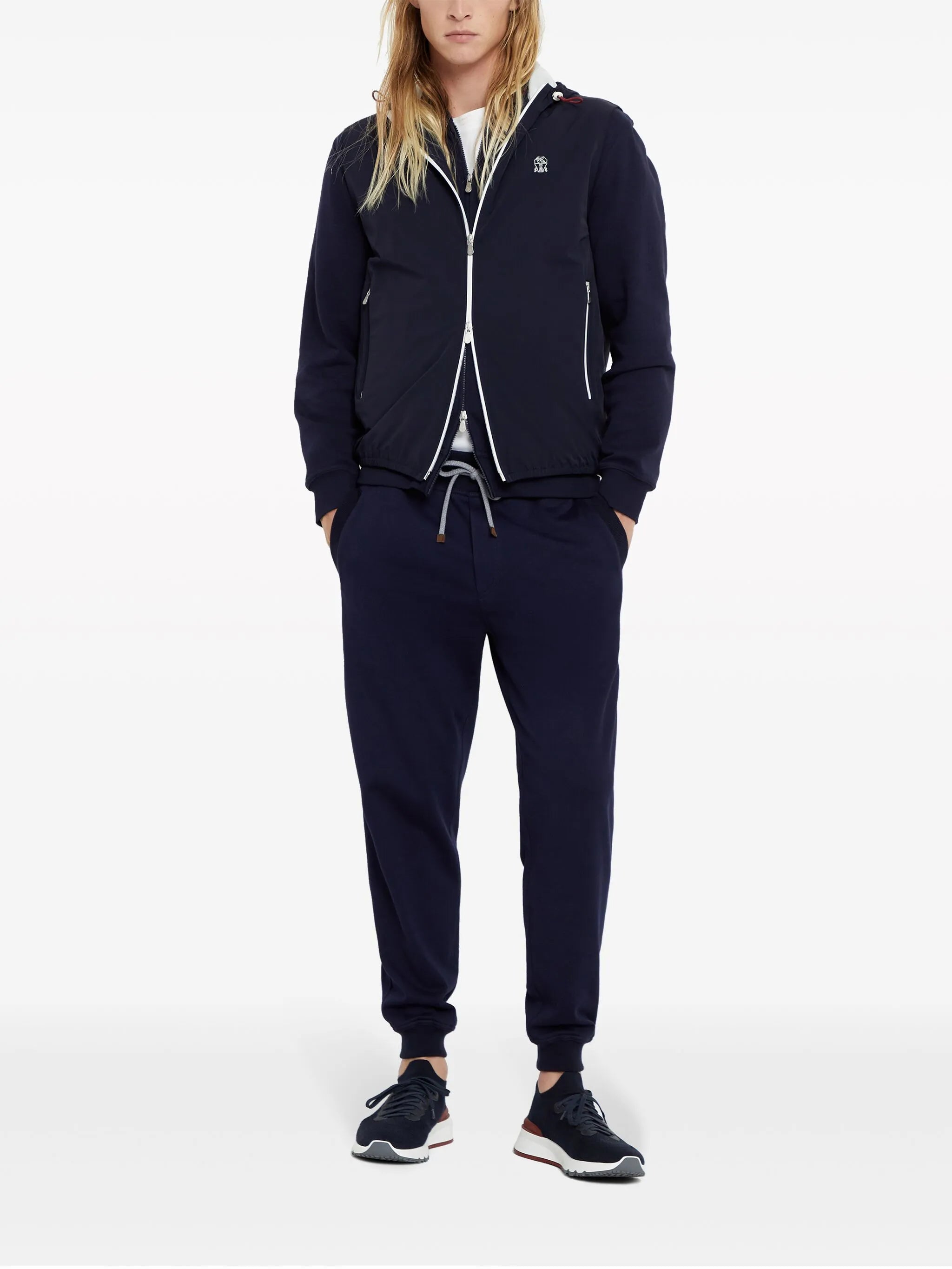 drawstring-hood vest jacket