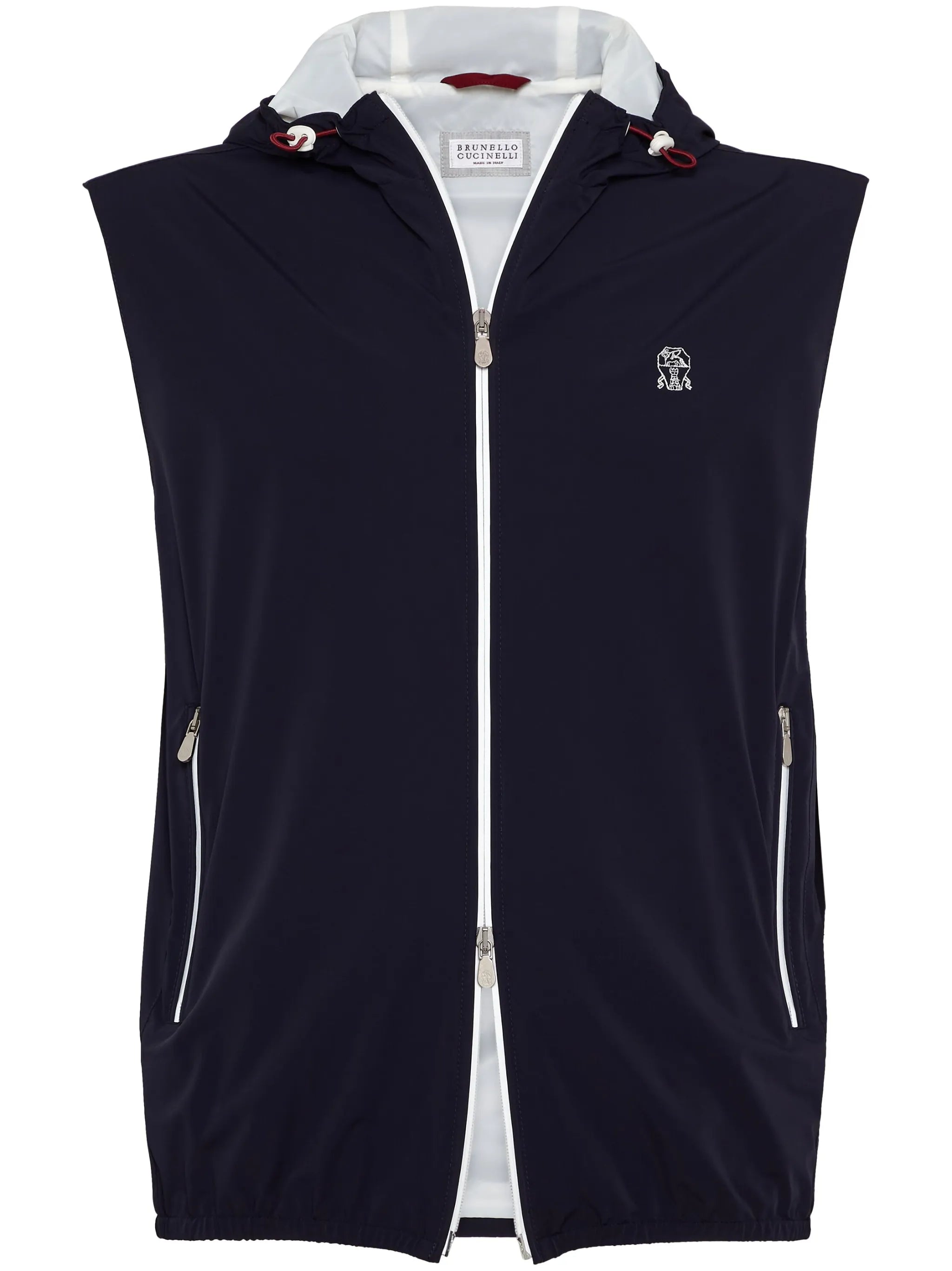 drawstring-hood vest jacket