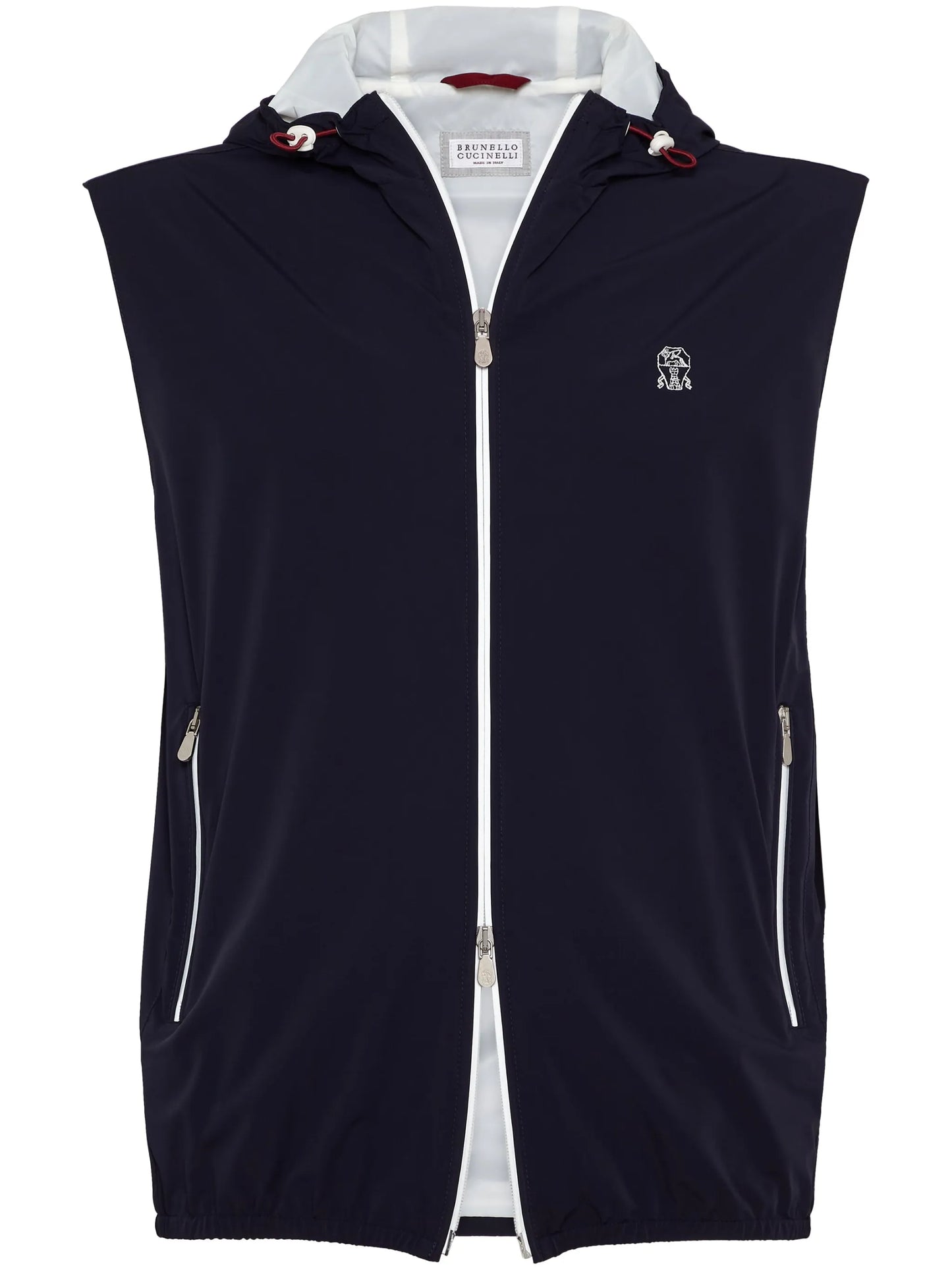 drawstring-hood vest jacket