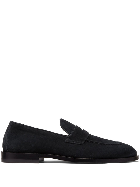 suede penny loafers