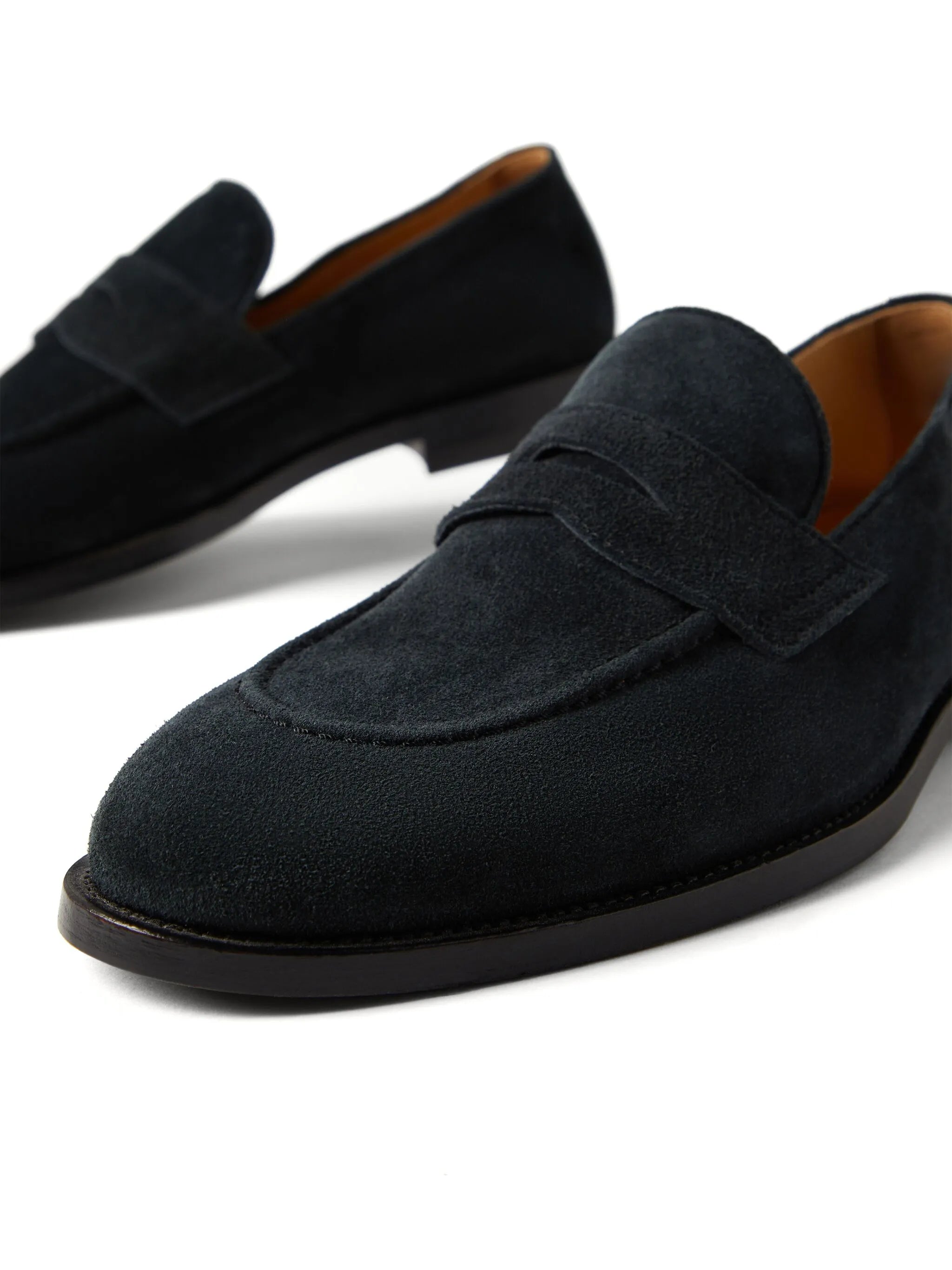 suede penny loafers