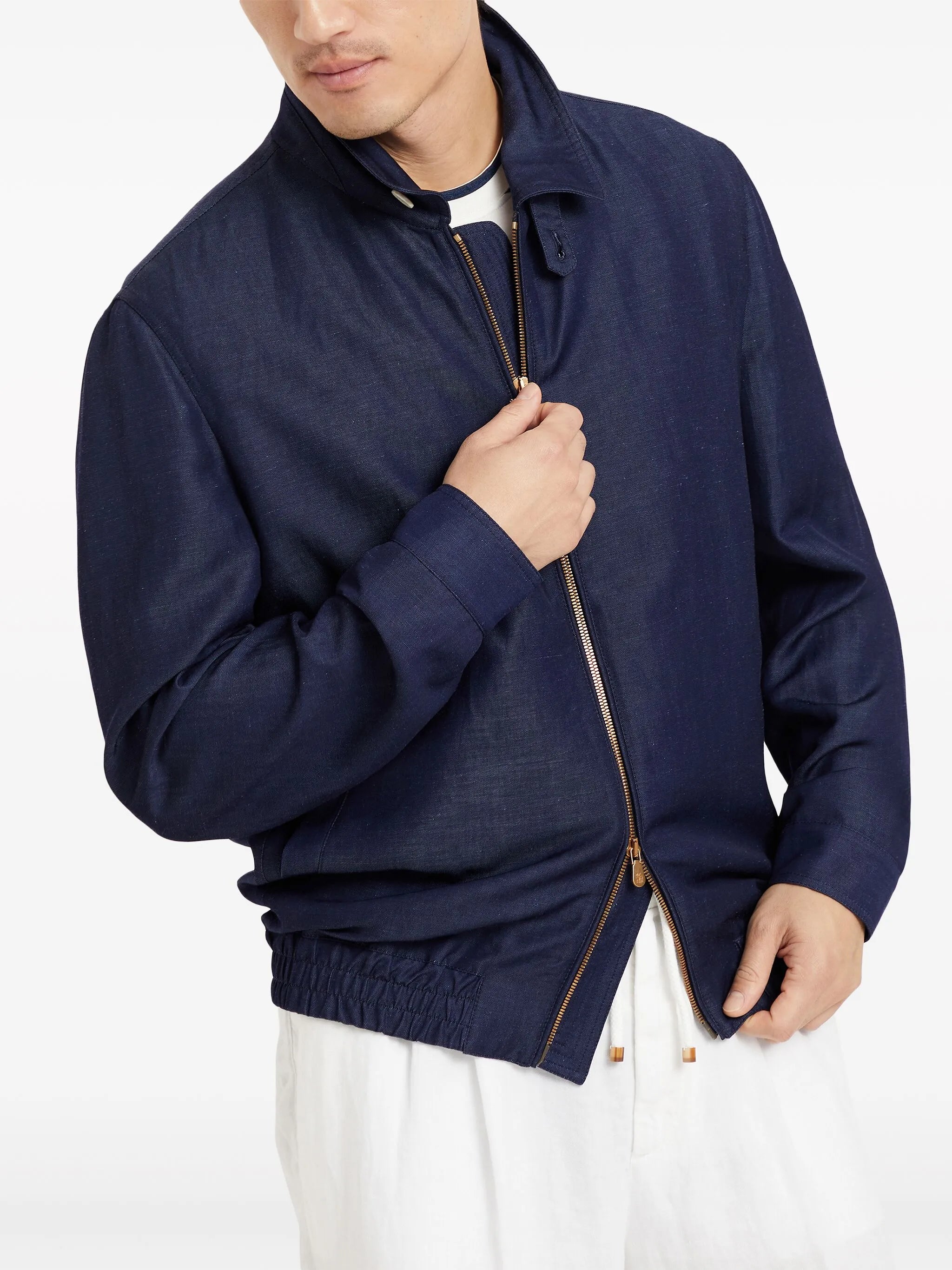spread-collar bomber jacket