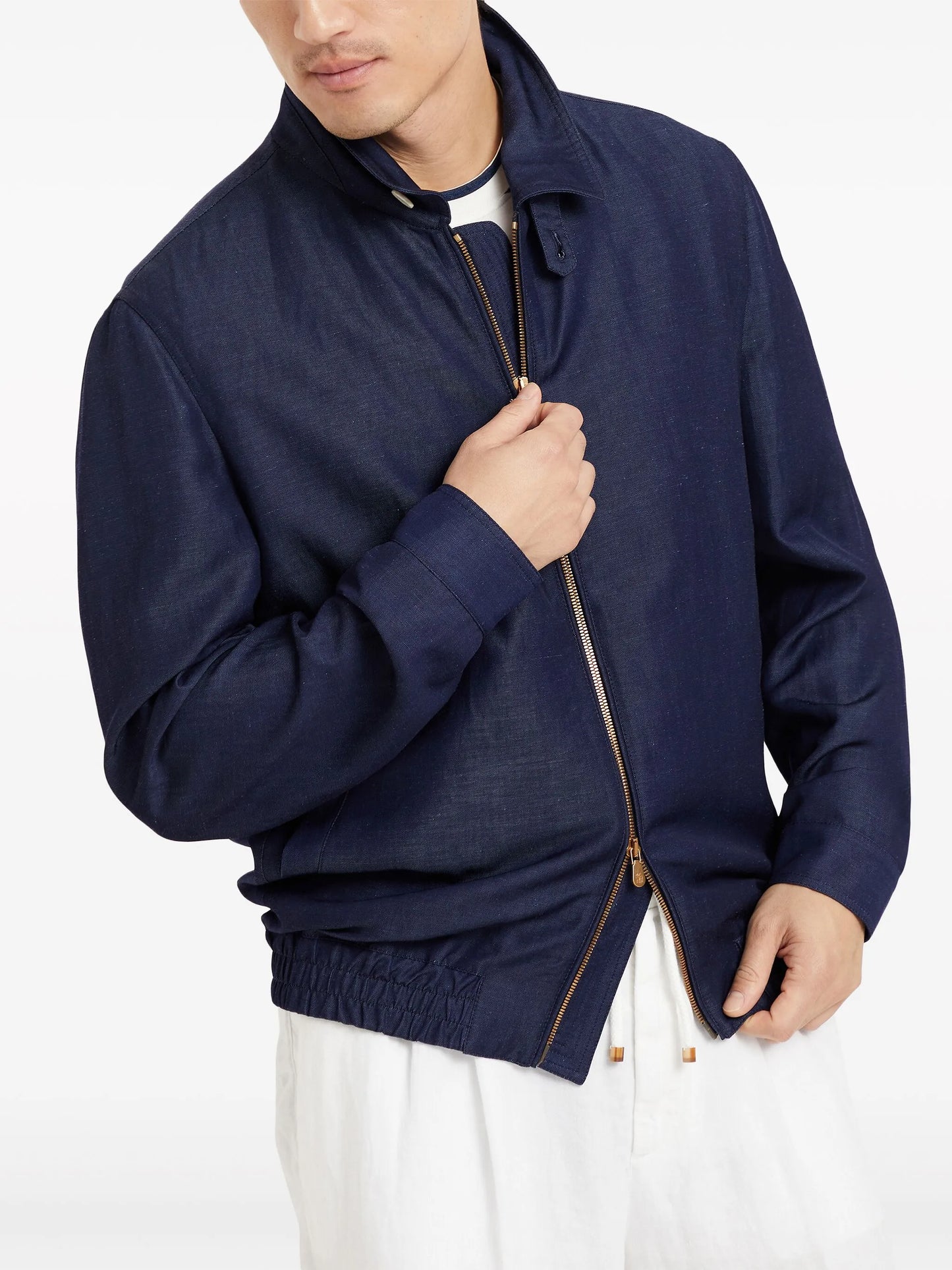 spread-collar bomber jacket
