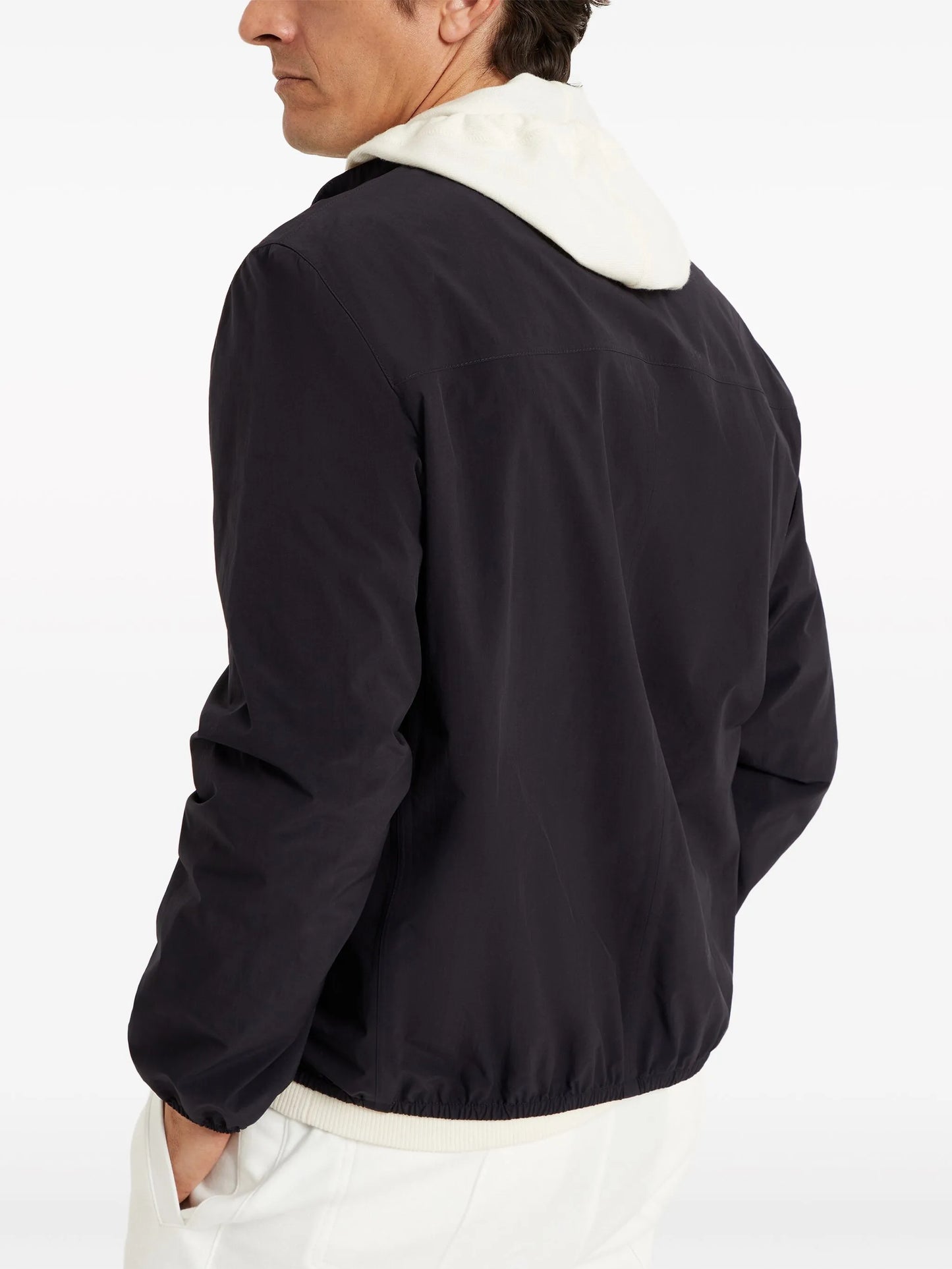 zip-up high neck jacket