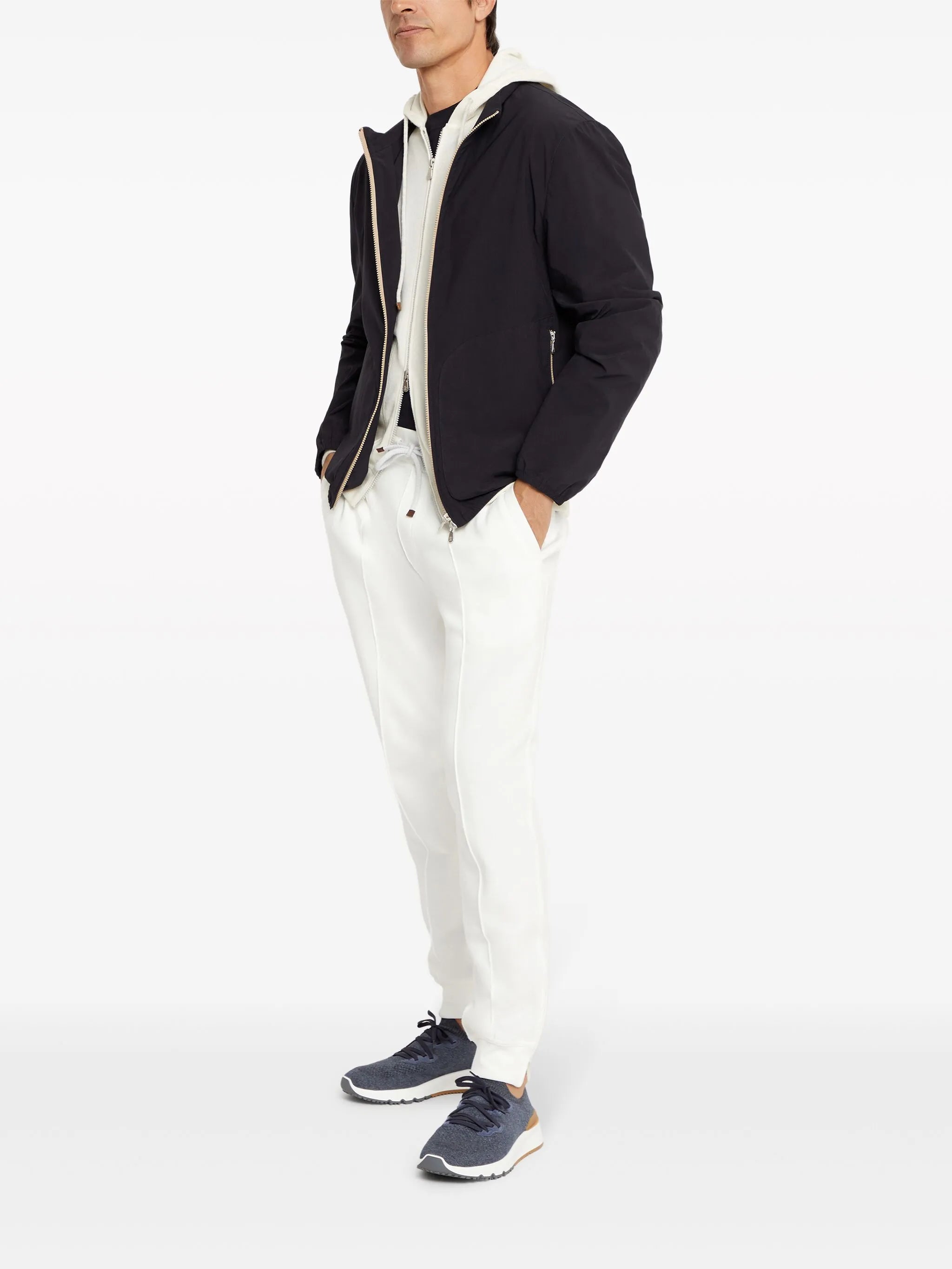 zip-up high neck jacket