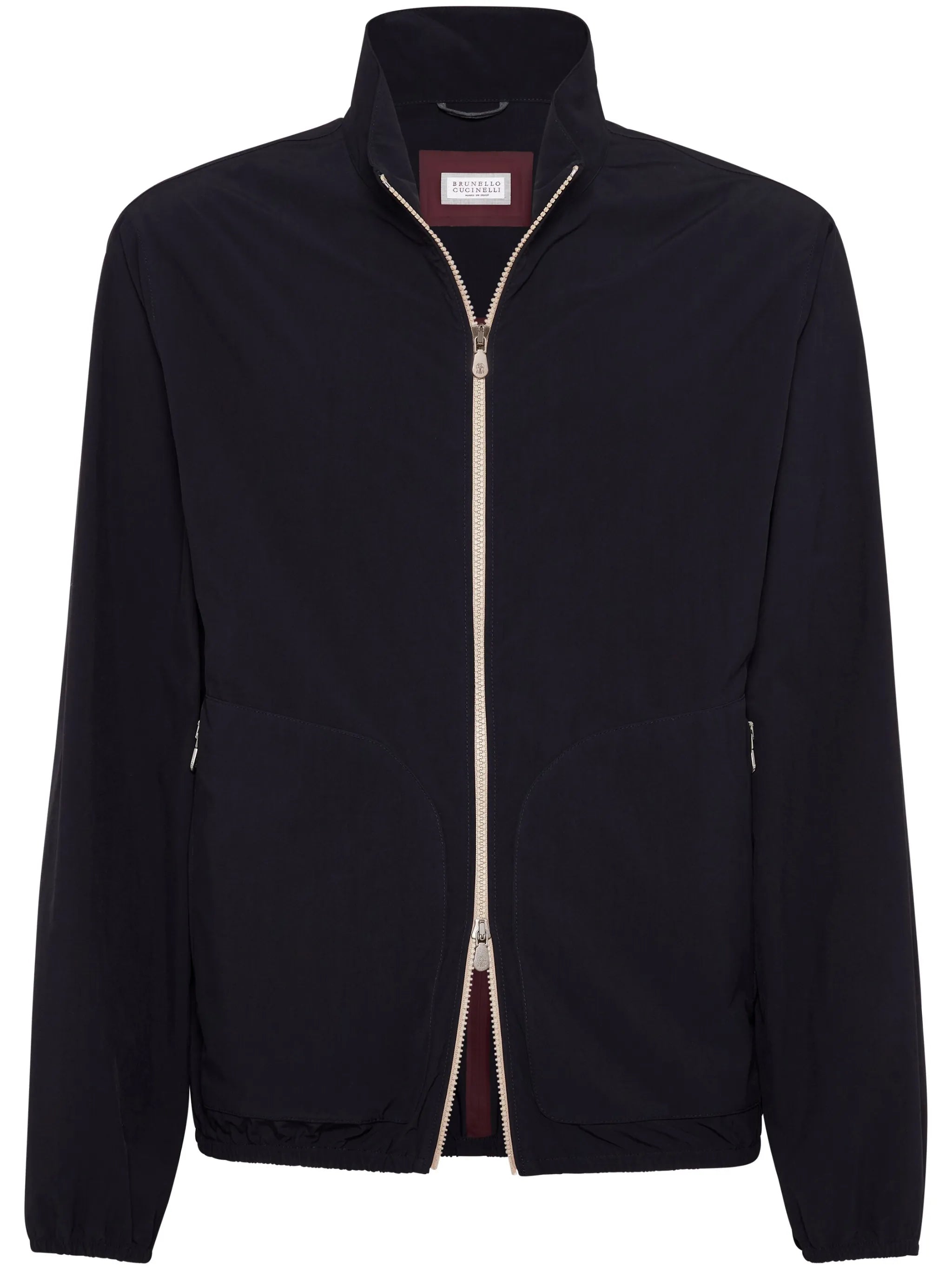 zip-up high neck jacket