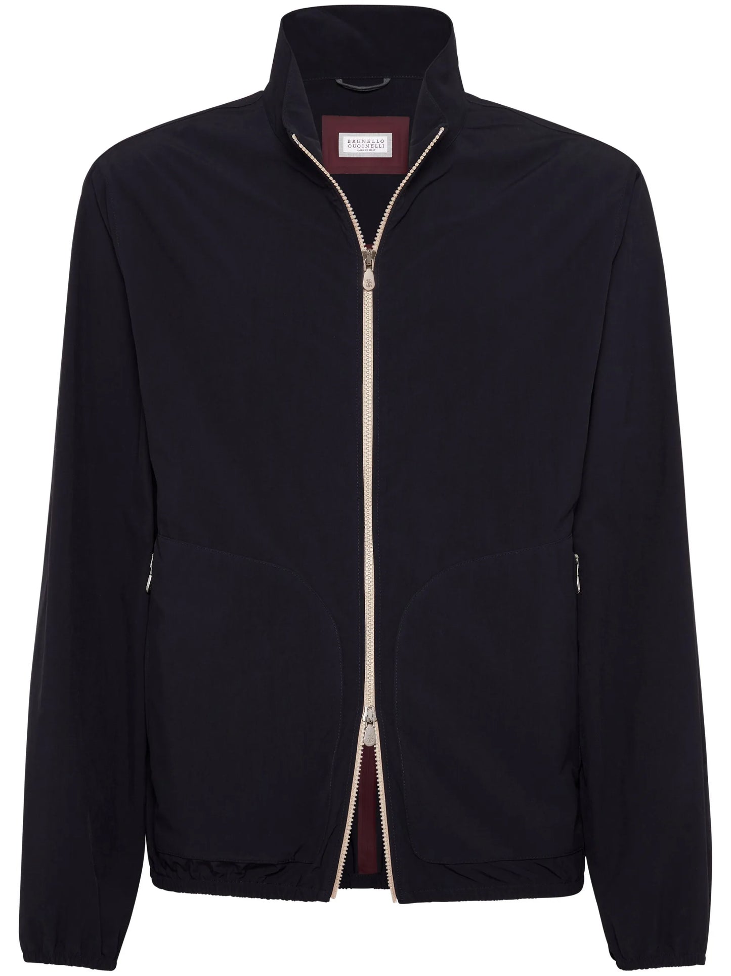 zip-up high neck jacket