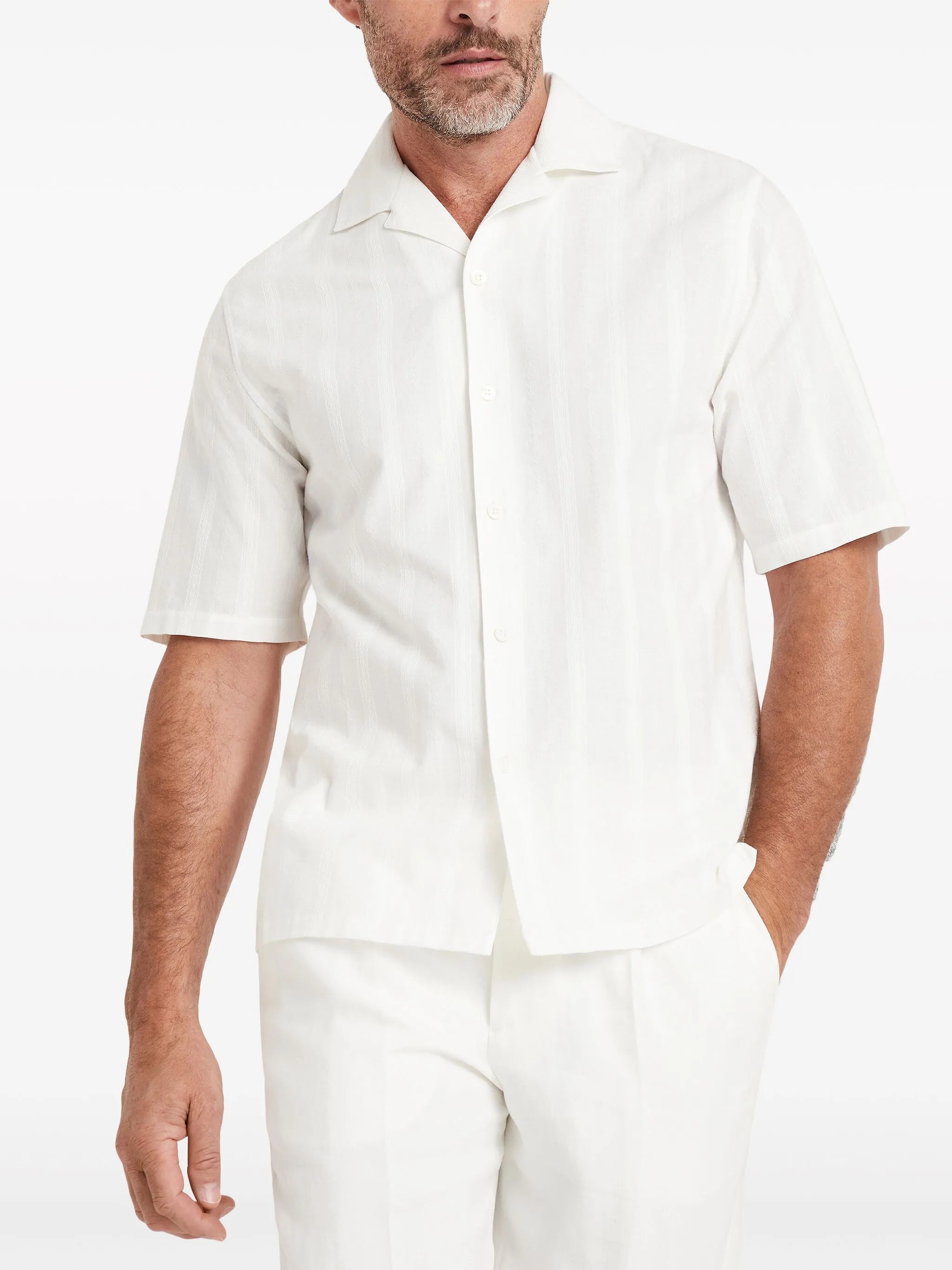 stripe-pattern cotton shirt