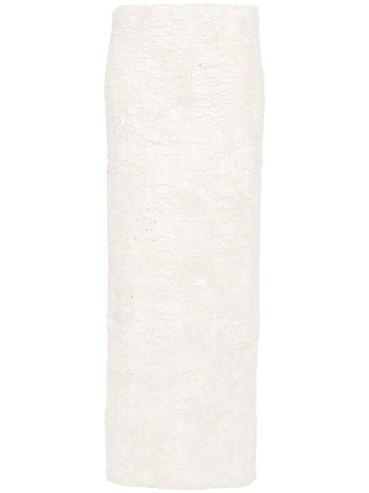 cracked-texture midi skirt