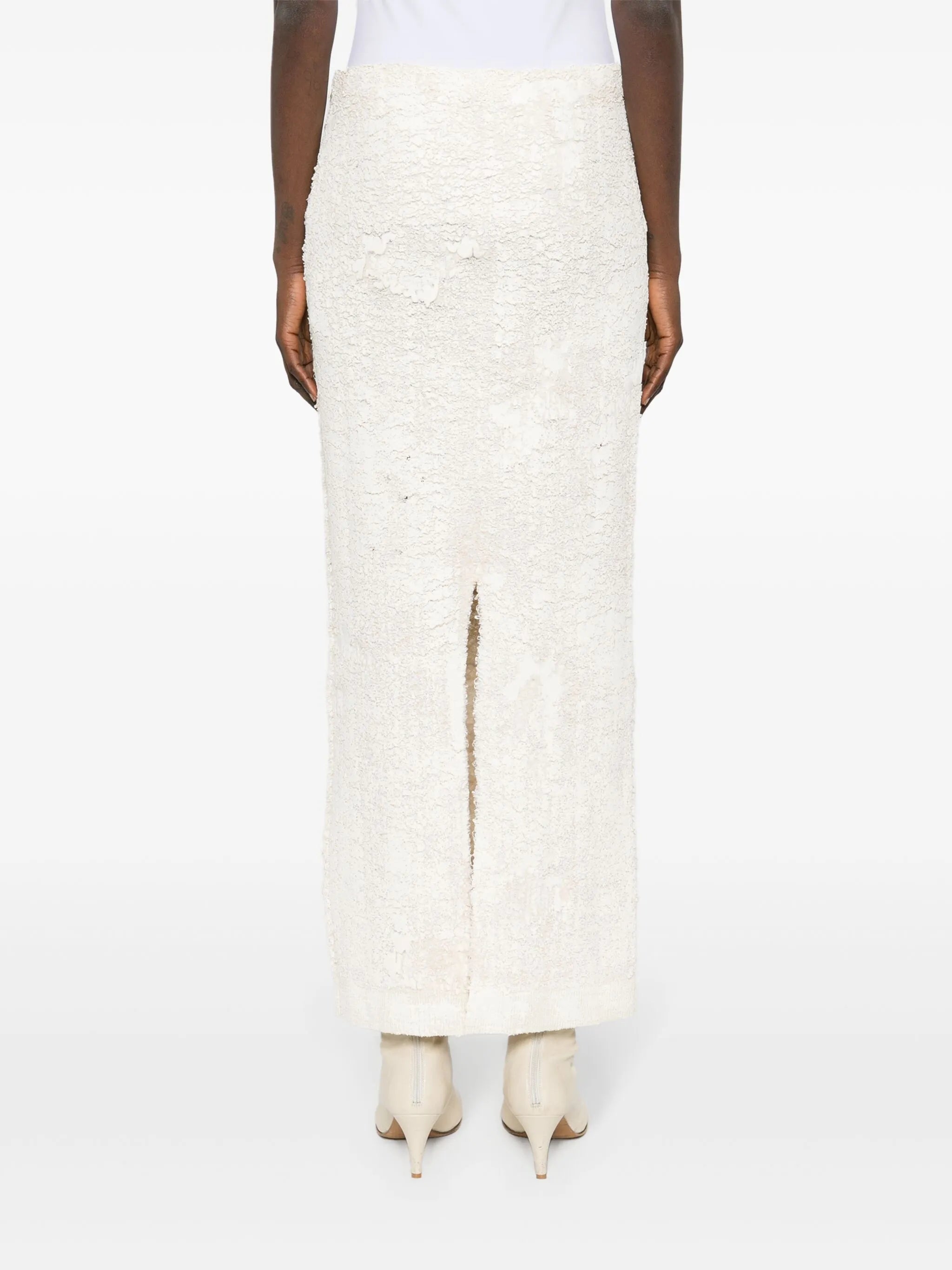 cracked-texture midi skirt