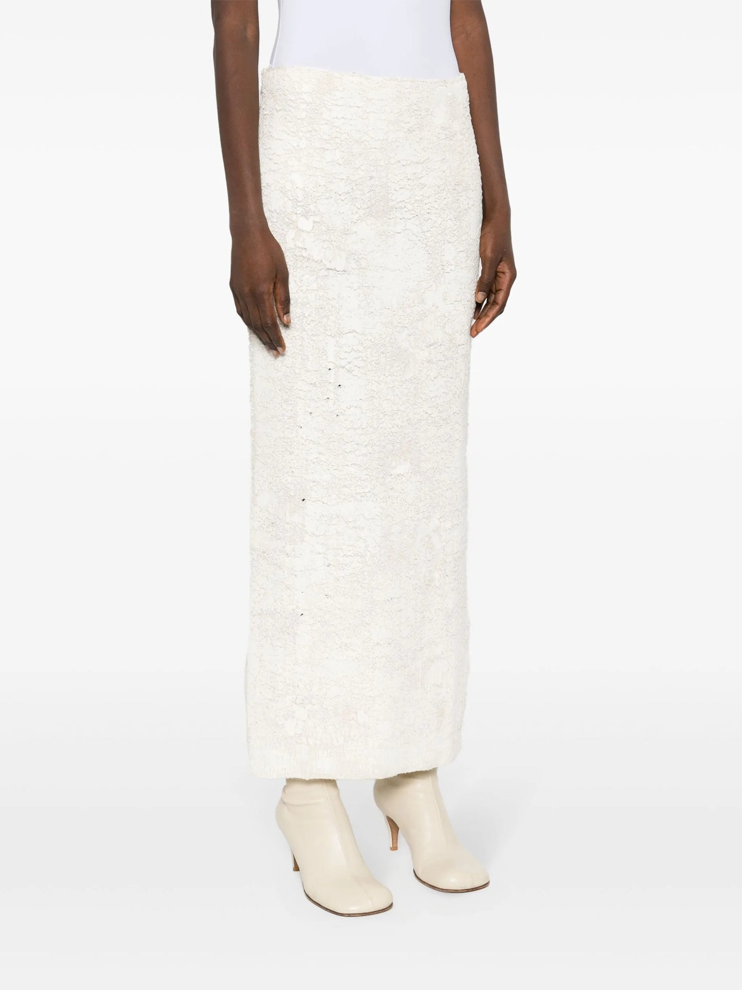 cracked-texture midi skirt