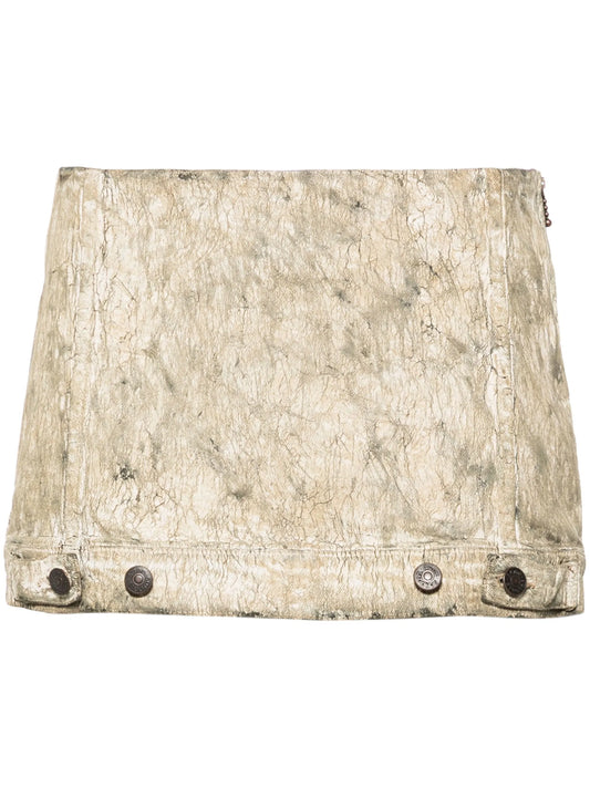 coated denim mini skirt