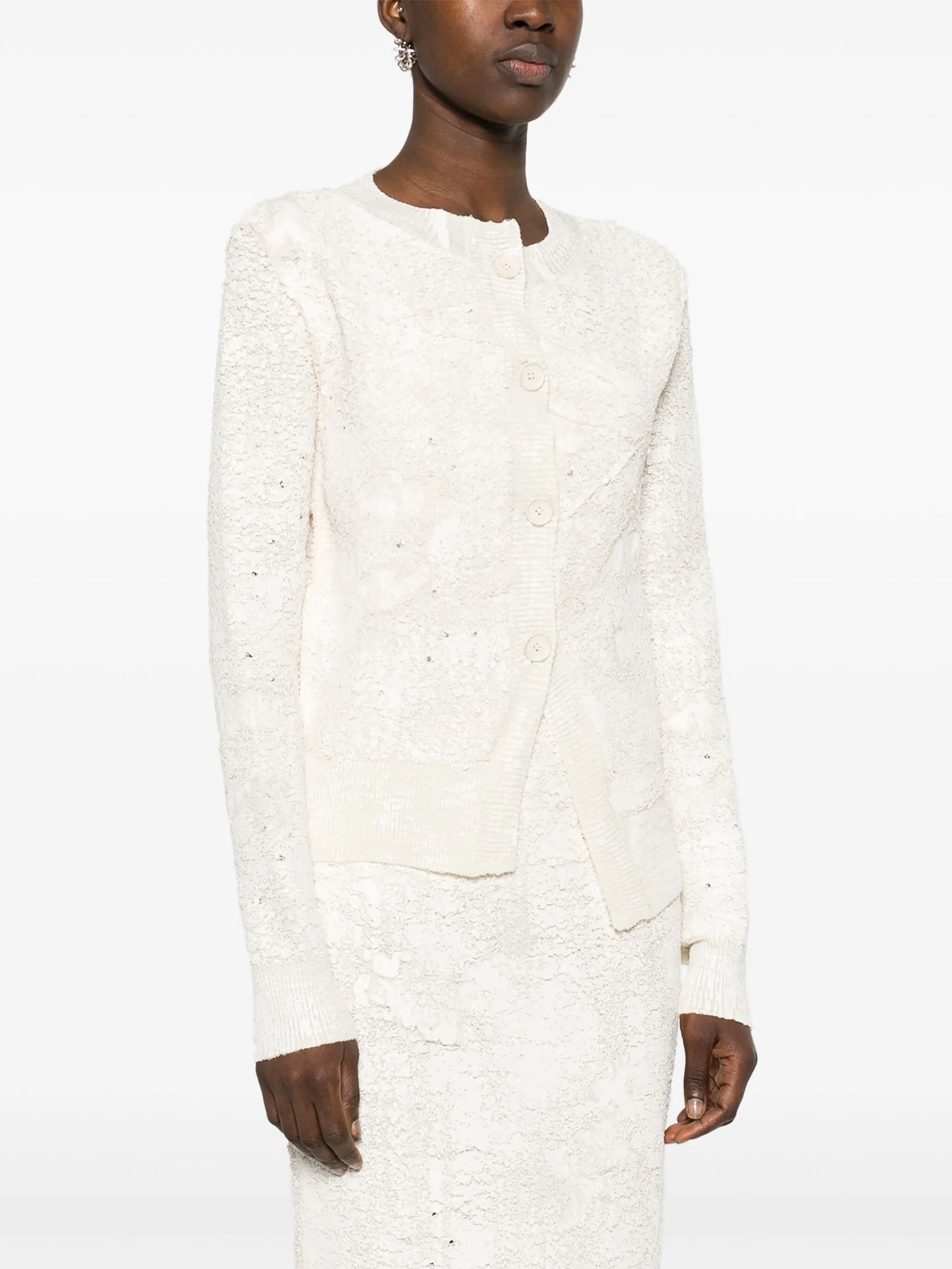 textured-finish cardigan
