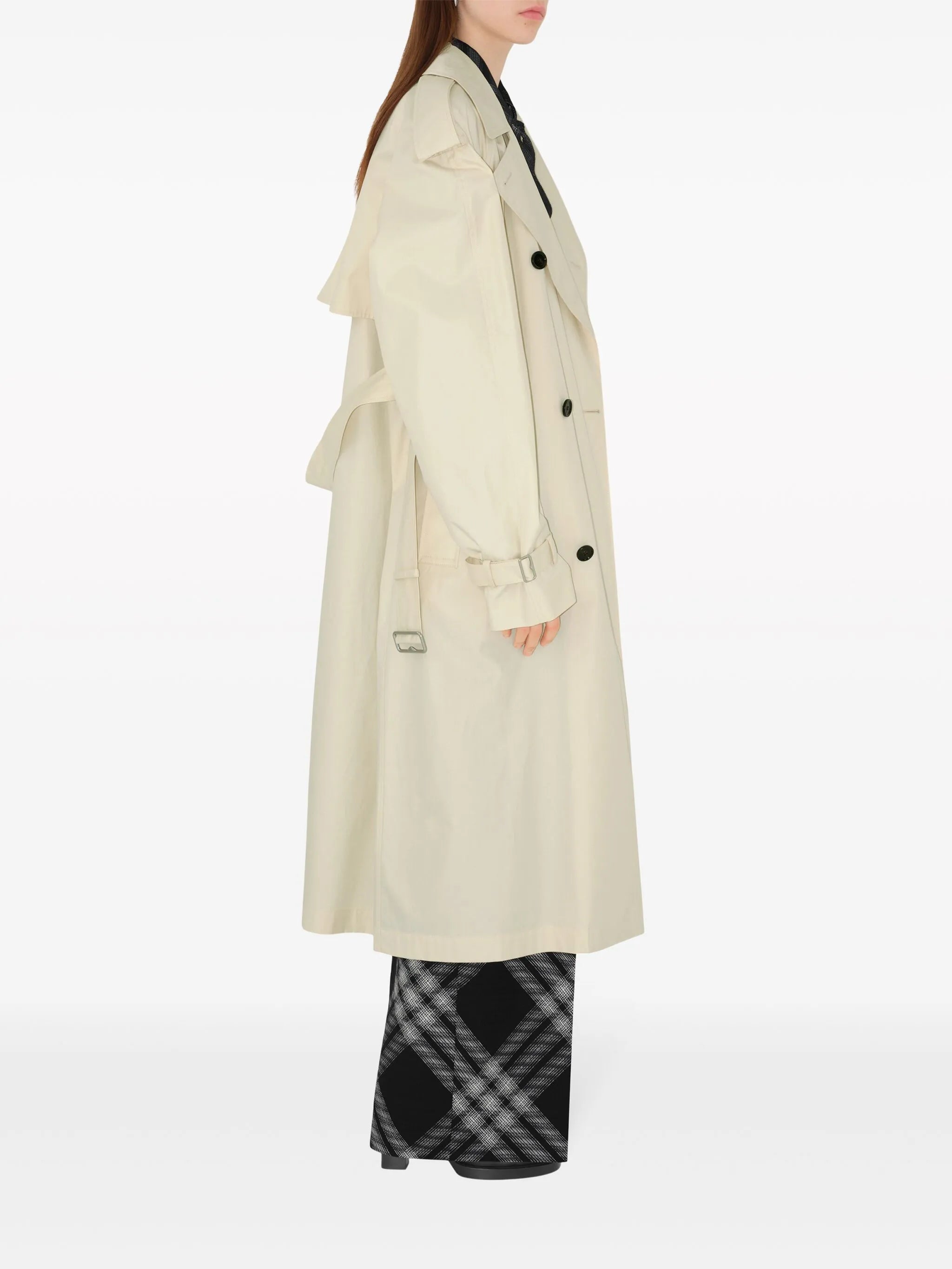 double-breasted cotton trench coat