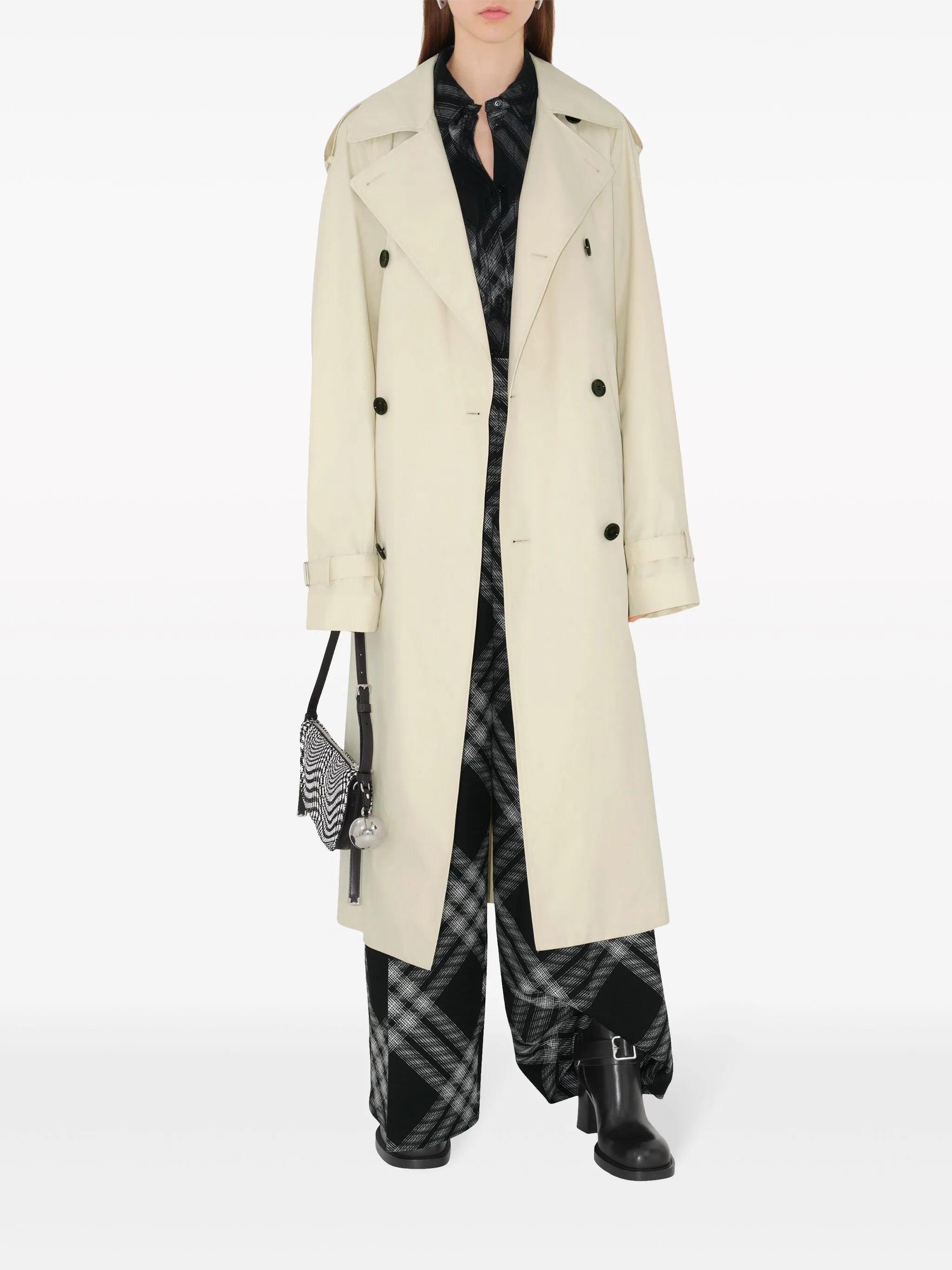 double-breasted cotton trench coat