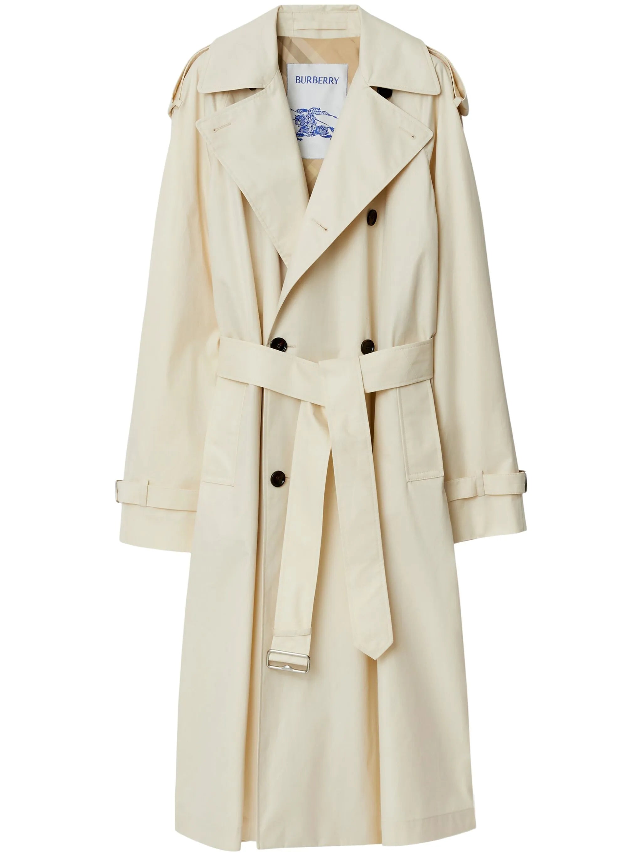 double-breasted cotton trench coat