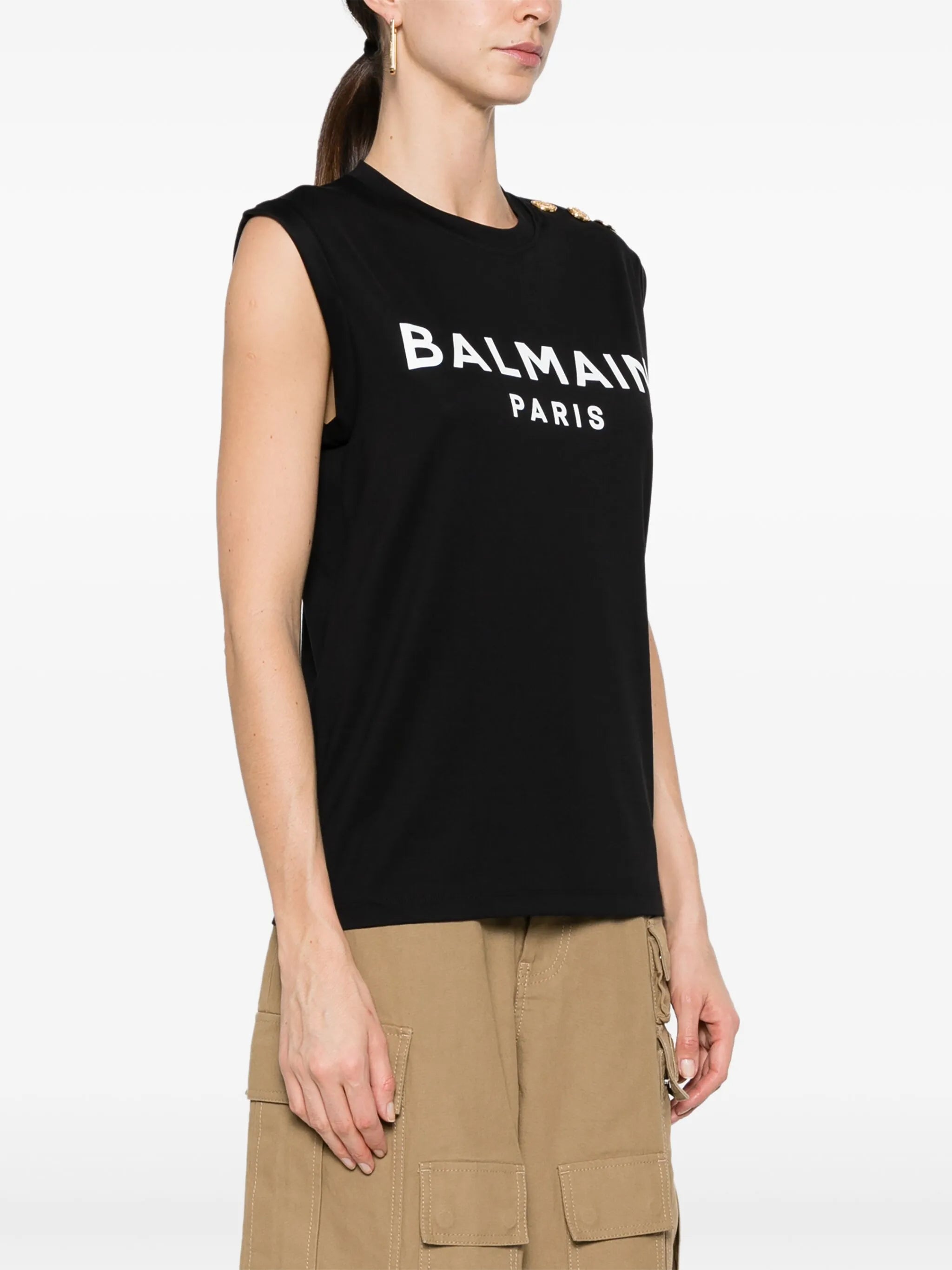 logo-print cotton tank top