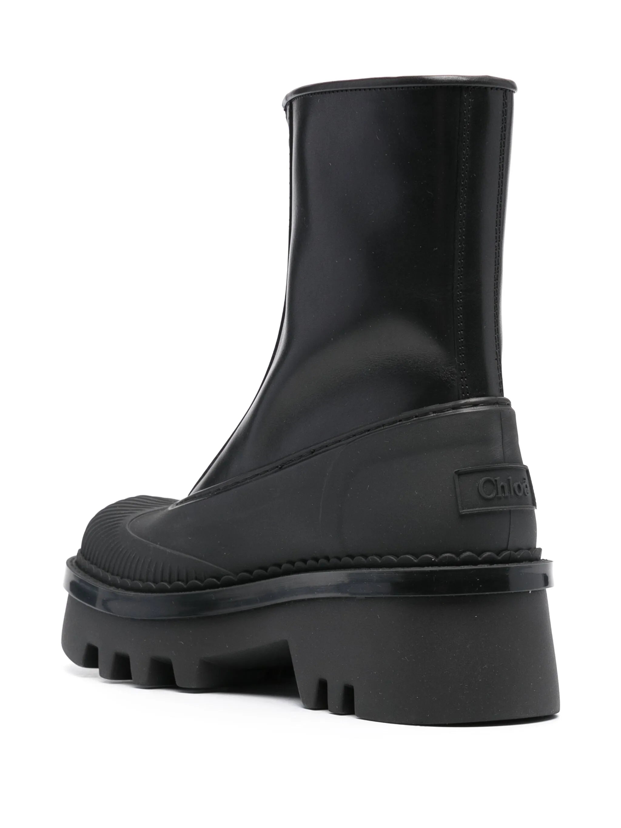logo-embossed leather ankle boots