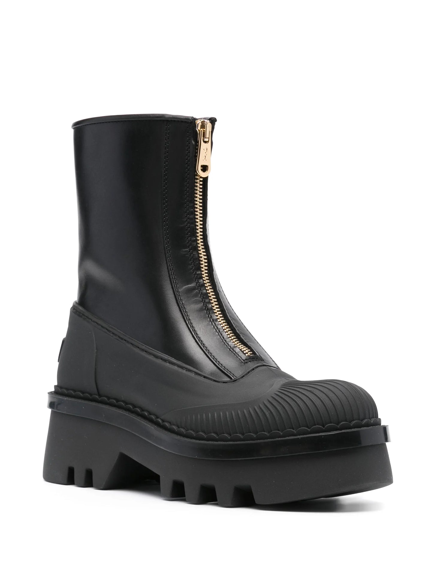 logo-embossed leather ankle boots