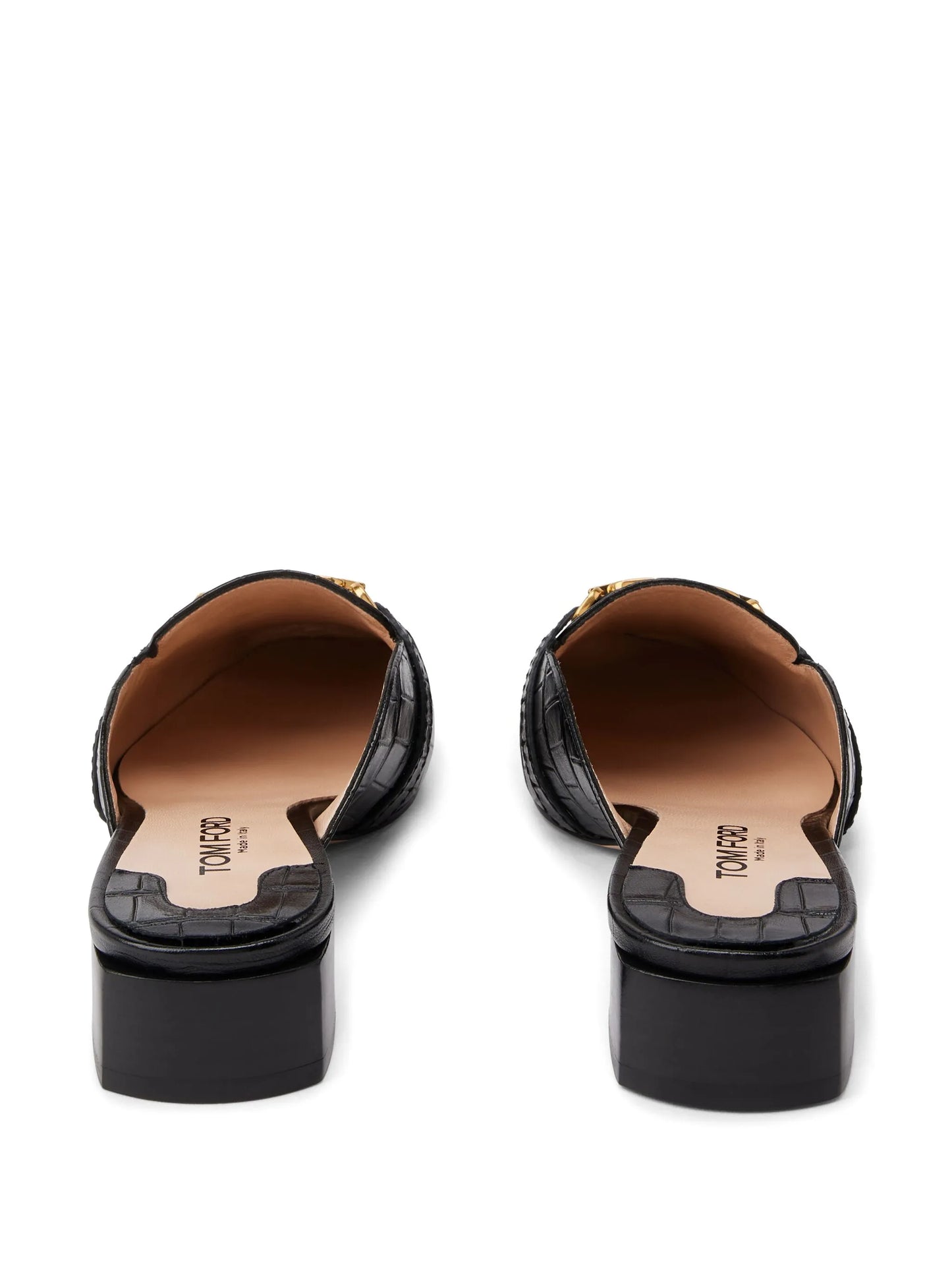 Whitney crocodile-embossed leather mules
