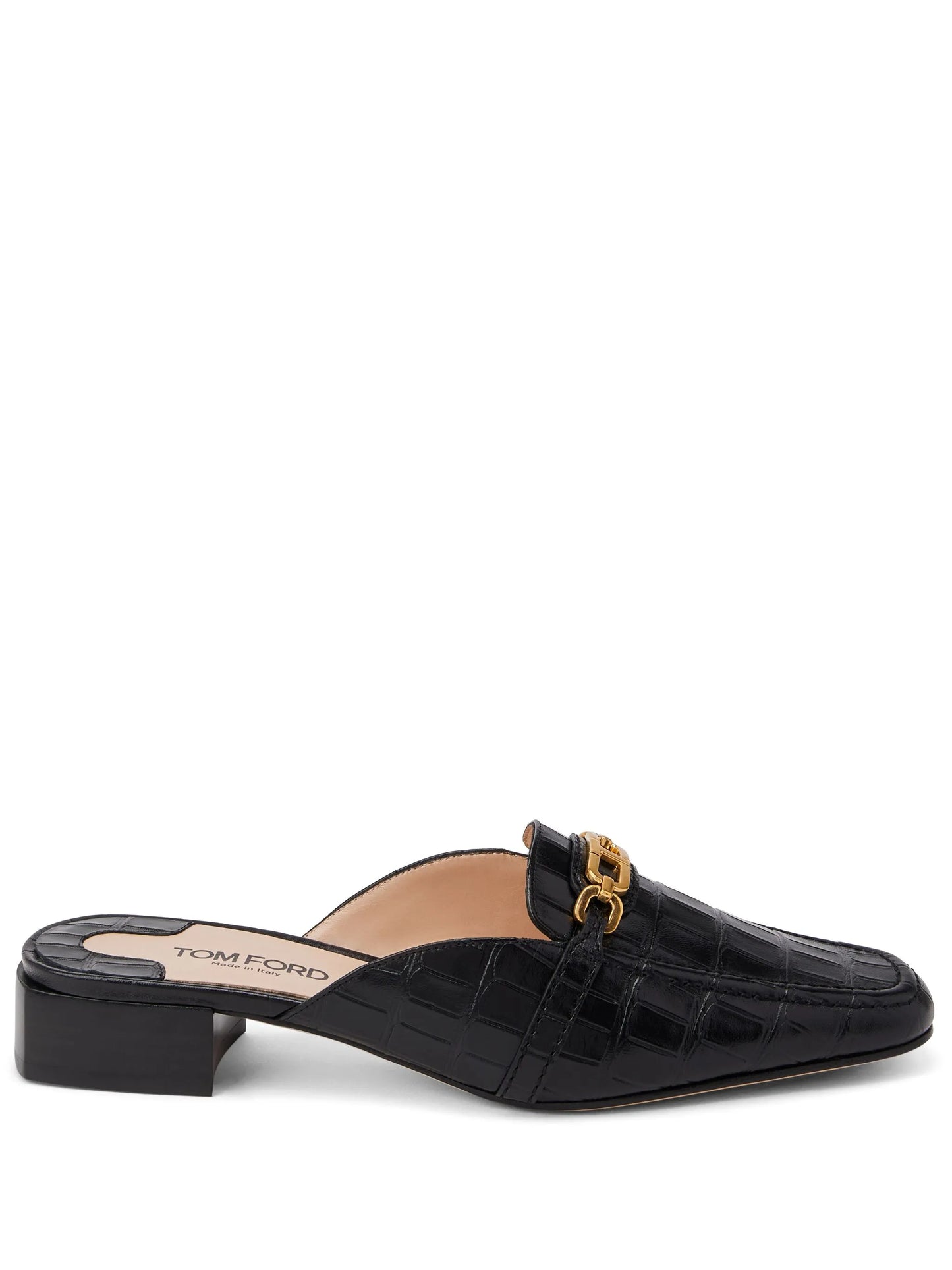 Whitney crocodile-embossed leather mules