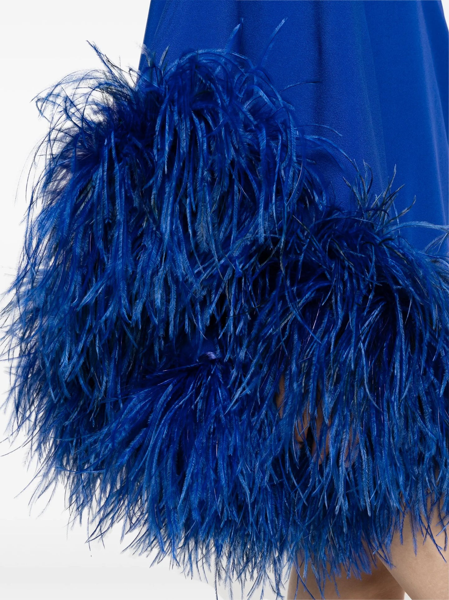 feather-trim one-shoulder minidress