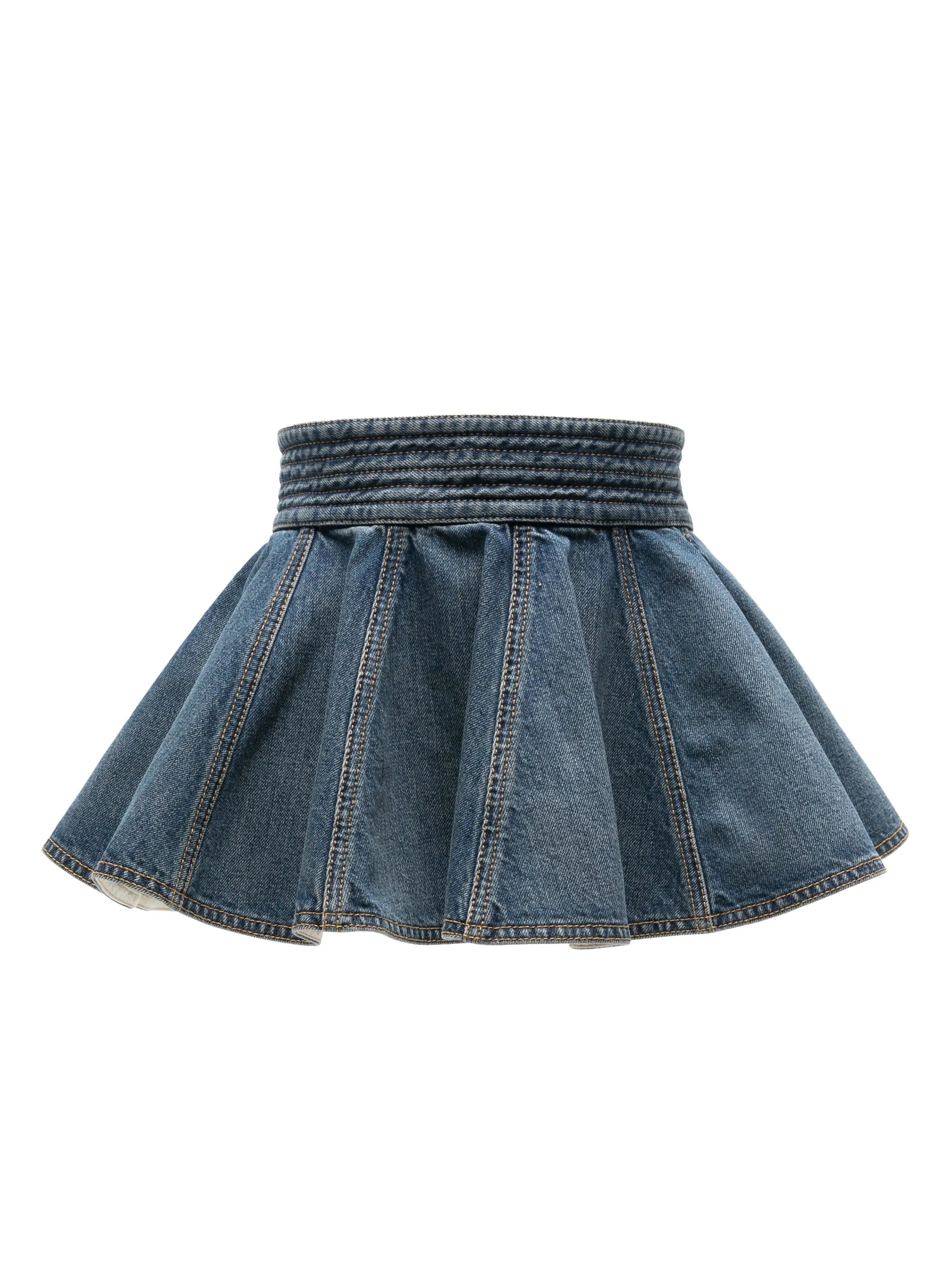 A-line denim miniskirt
