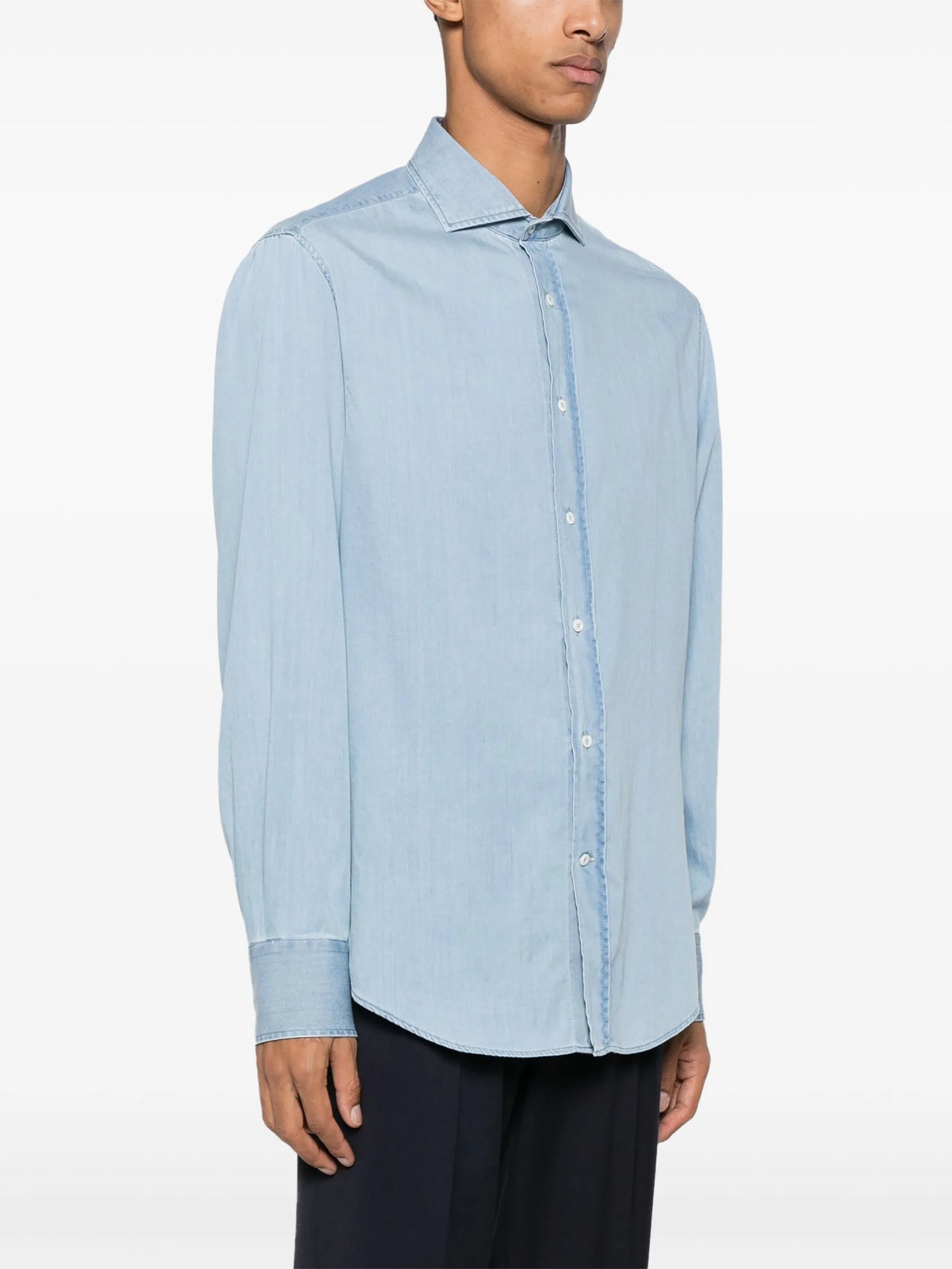 spread-collar cotton shirt