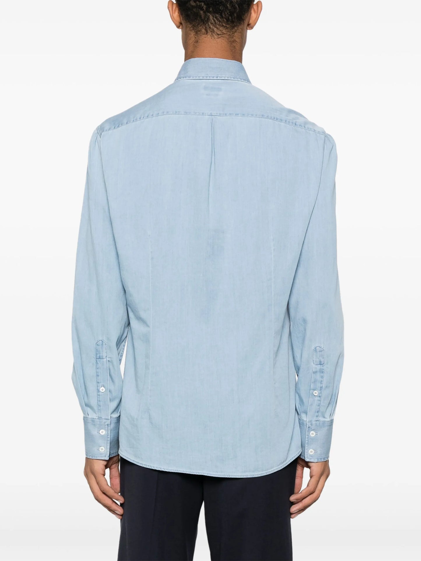spread-collar cotton shirt