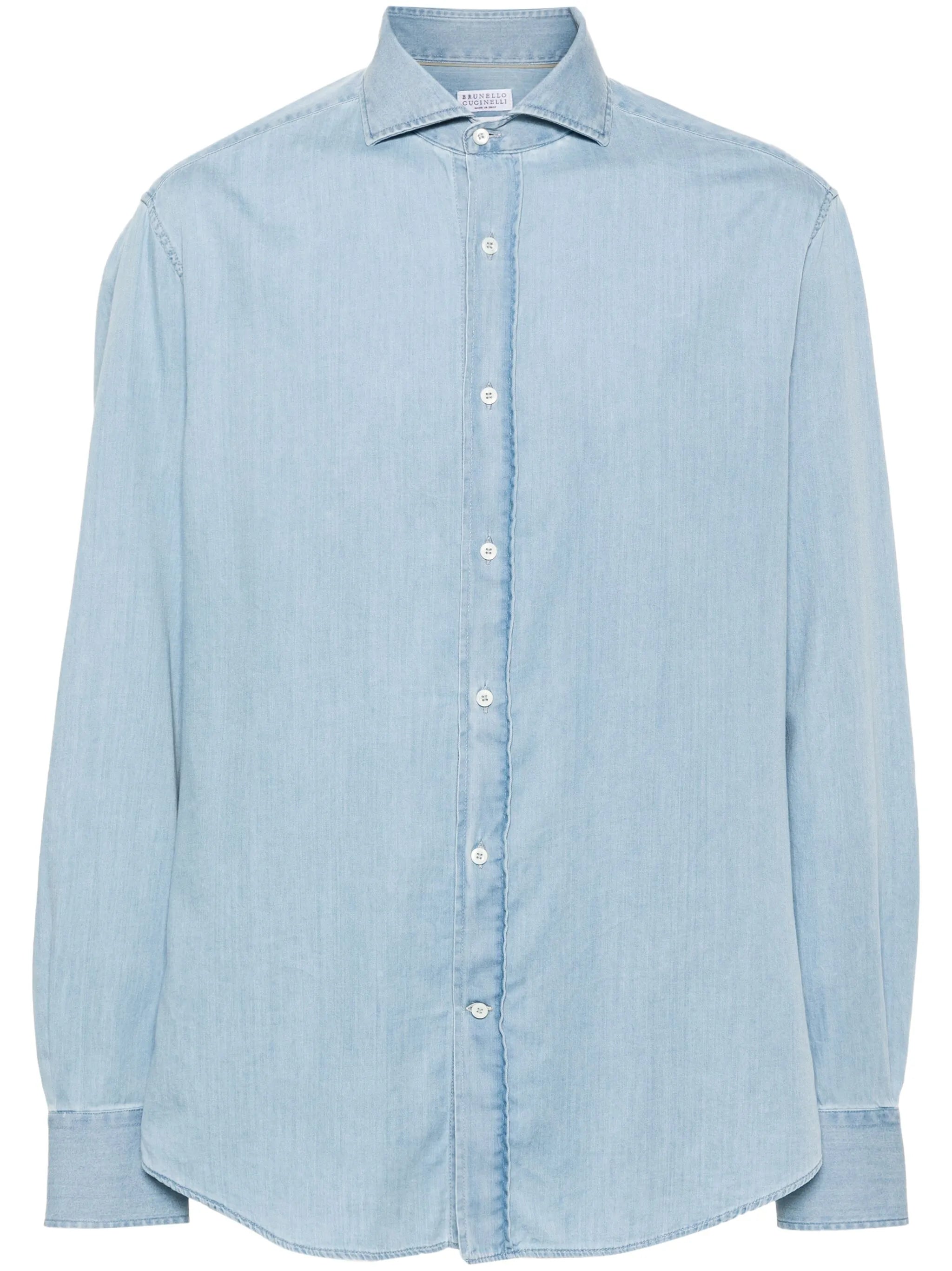 spread-collar cotton shirt