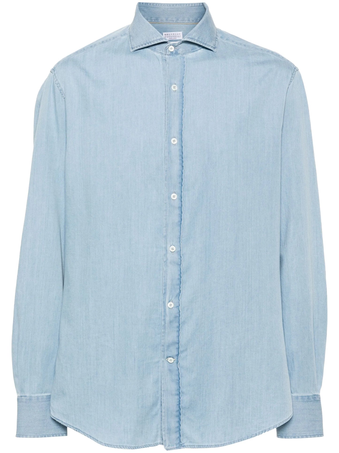 spread-collar cotton shirt