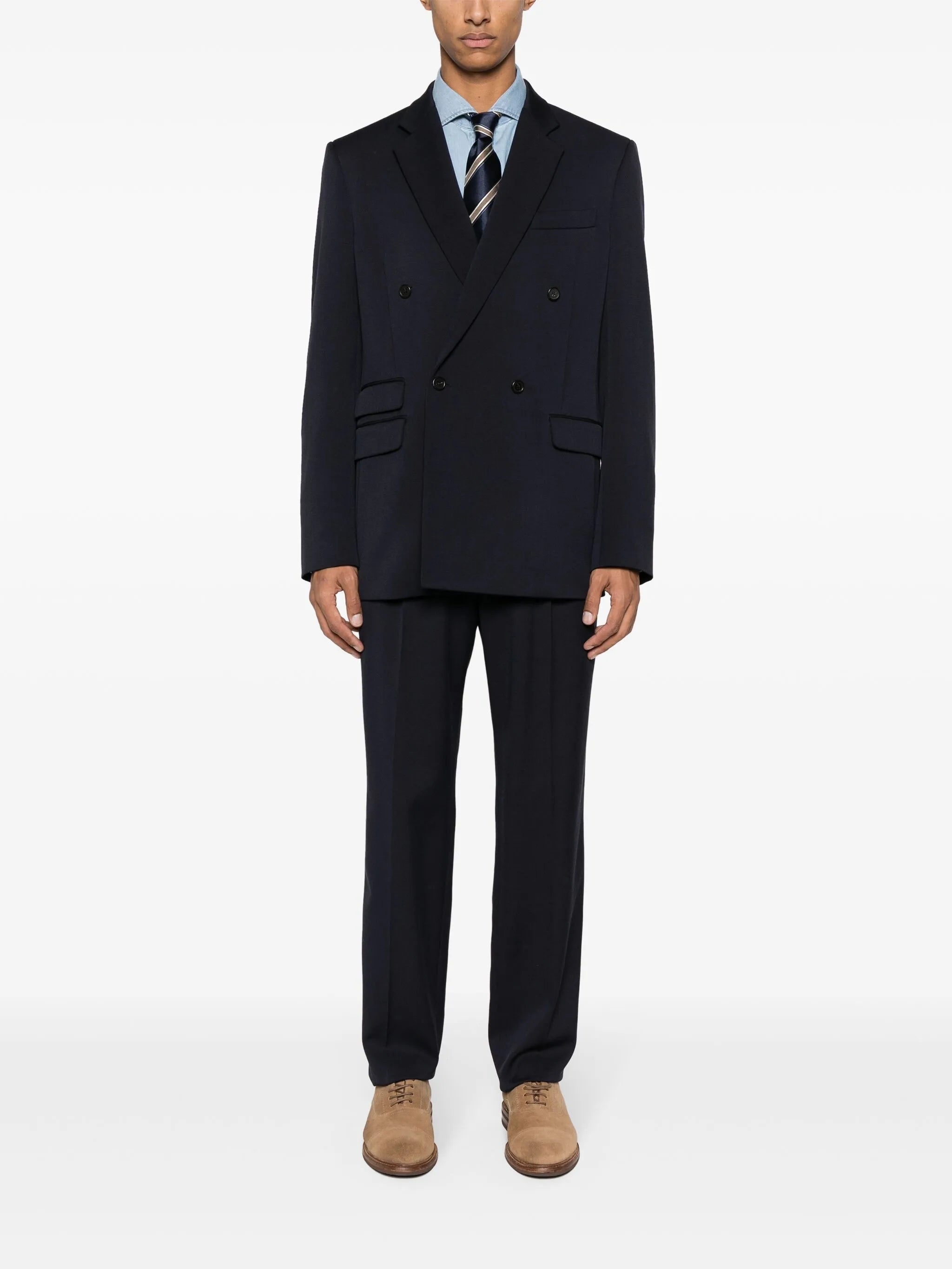 spread-collar cotton shirt